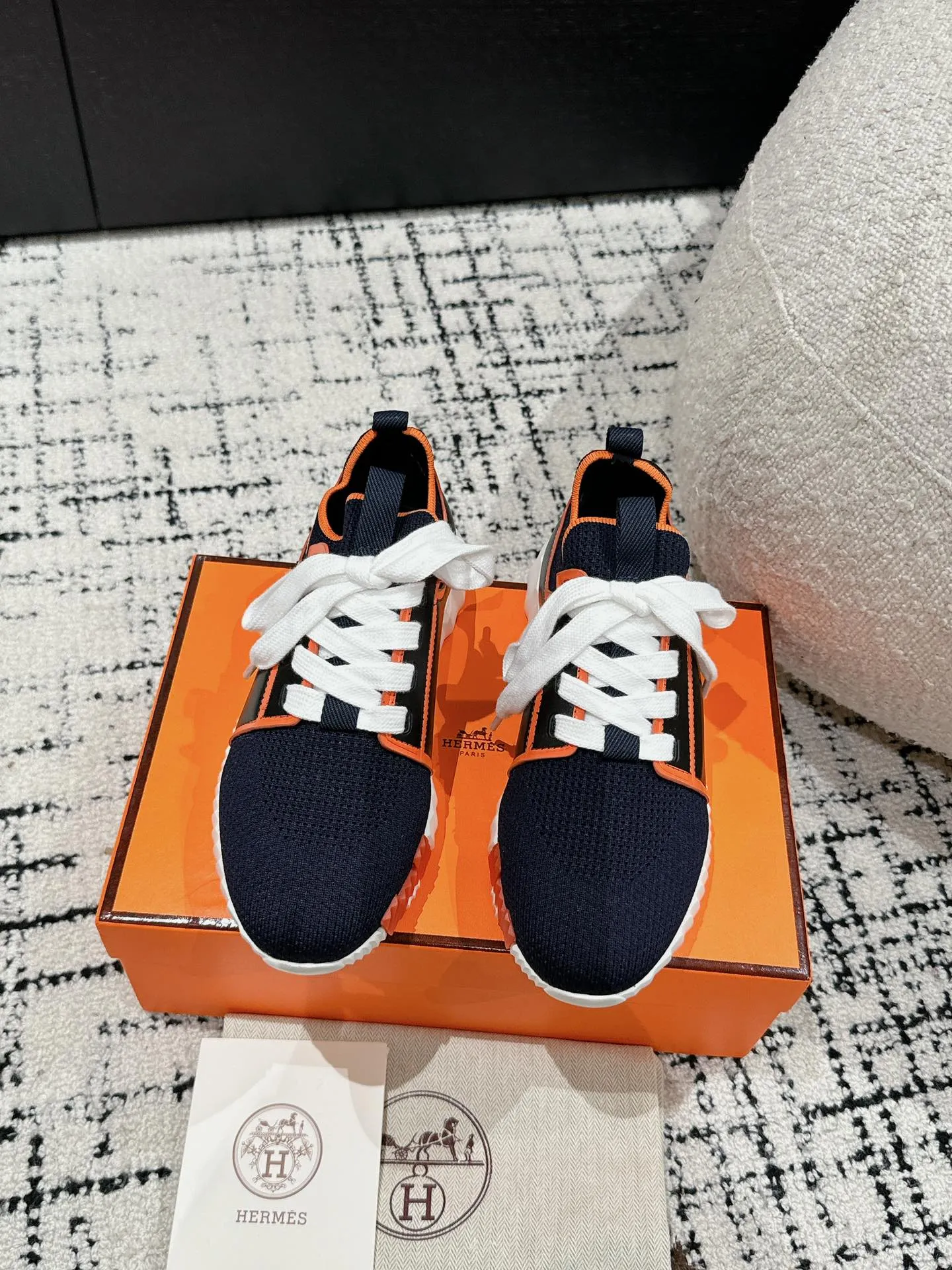 HERMÈS 厚底スニーカー ブルー オレンジ 情侣款 - 画像 (3)