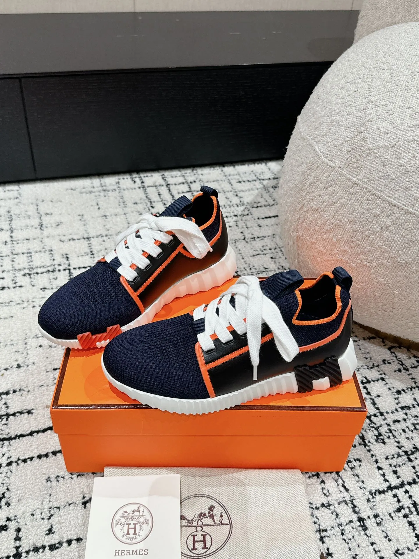 HERMÈS 厚底スニーカー ブルー オレンジ 情侣款 - 画像 (4)