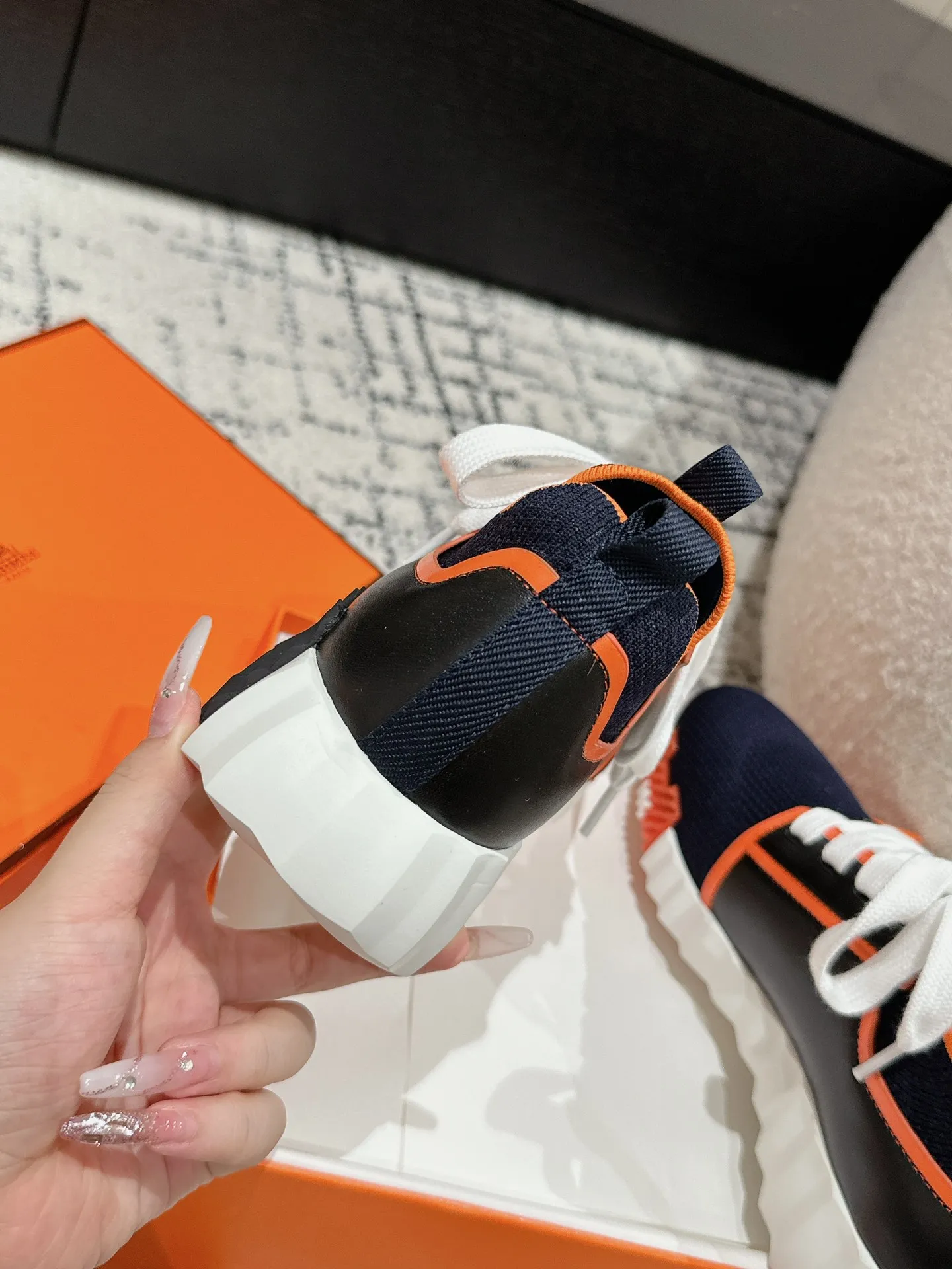 HERMÈS 厚底スニーカー ブルー オレンジ 情侣款 - 画像 (8)