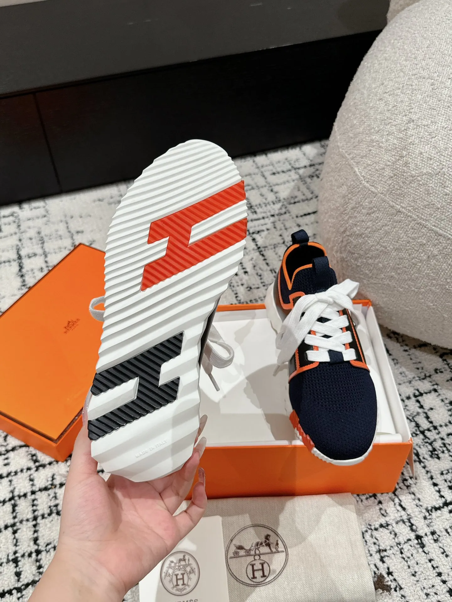 HERMÈS 厚底スニーカー ブルー オレンジ 情侣款 - 画像 (10)