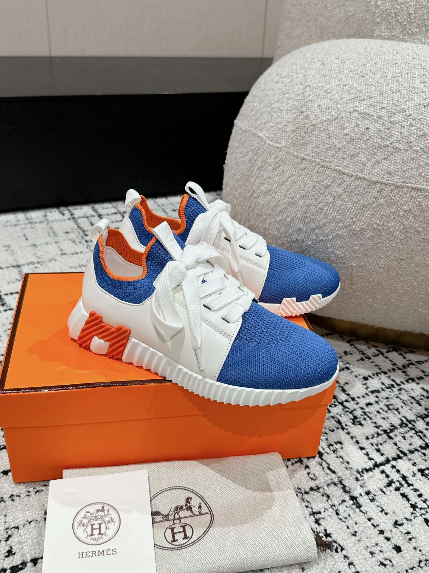 エルメス 厚底スニーカー ブルー 秋冬新款