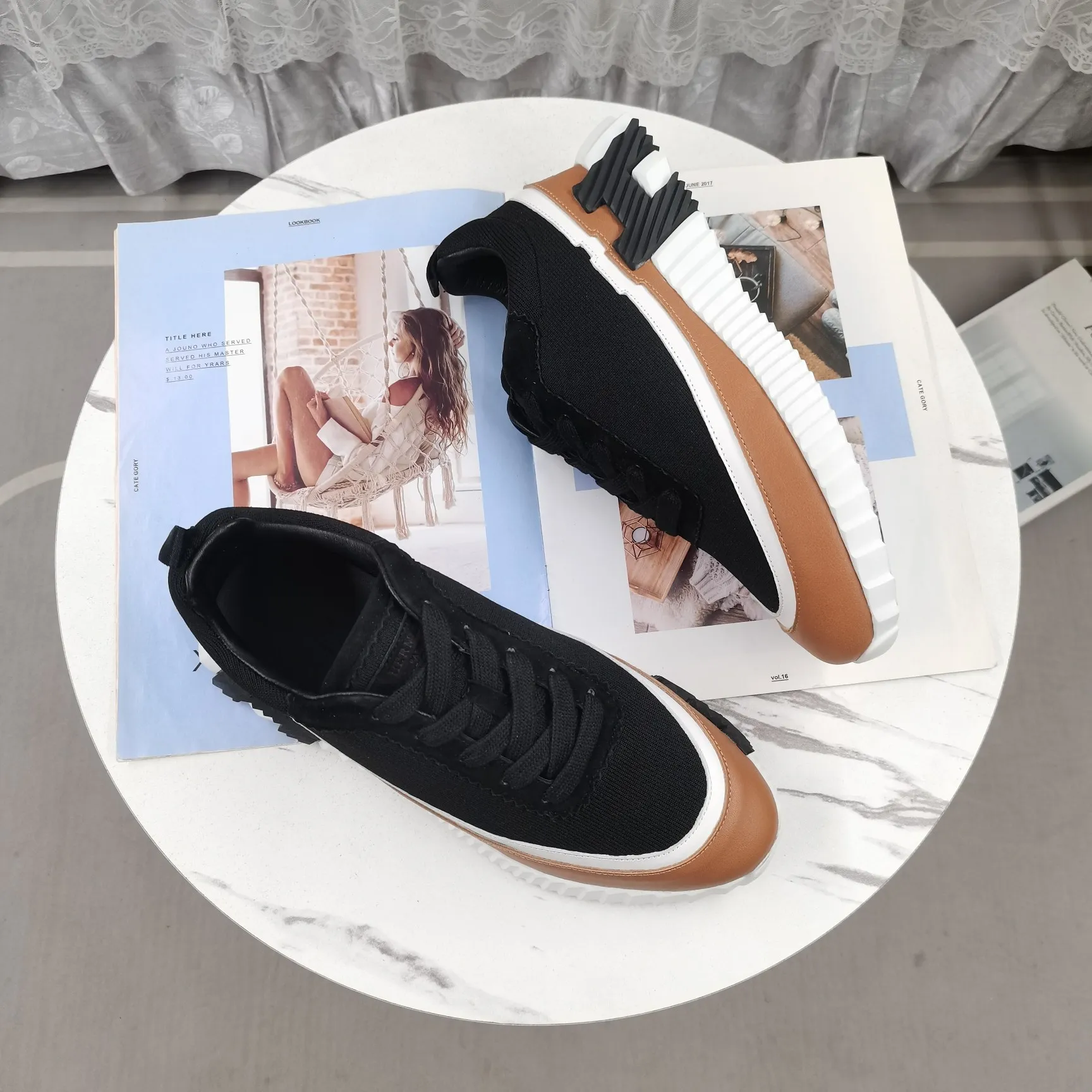 HERMES 厚底スニーカー ブラック 低帮モデル - 画像 (6)