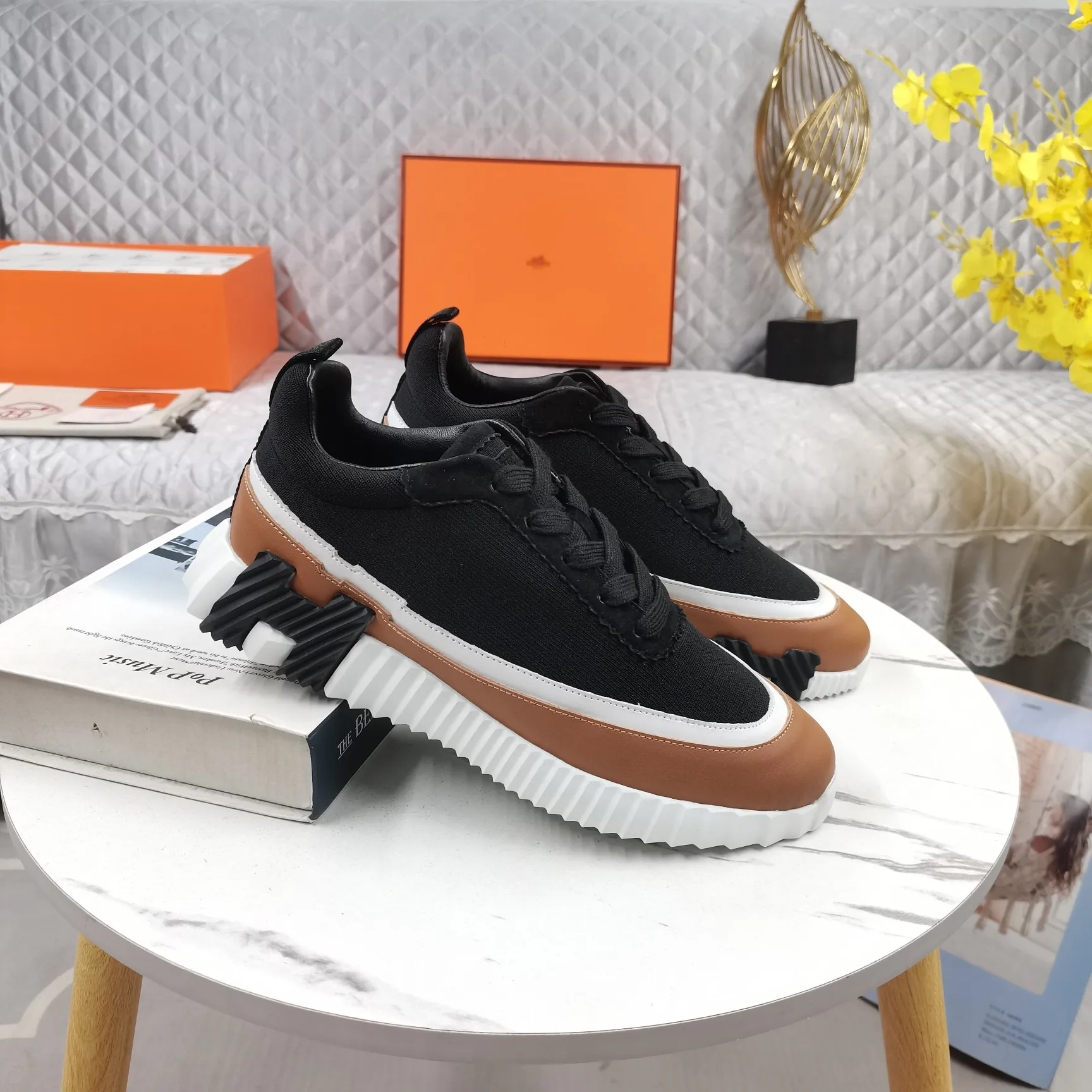 HERMES 厚底スニーカー ブラック 低帮モデル - 画像 (8)