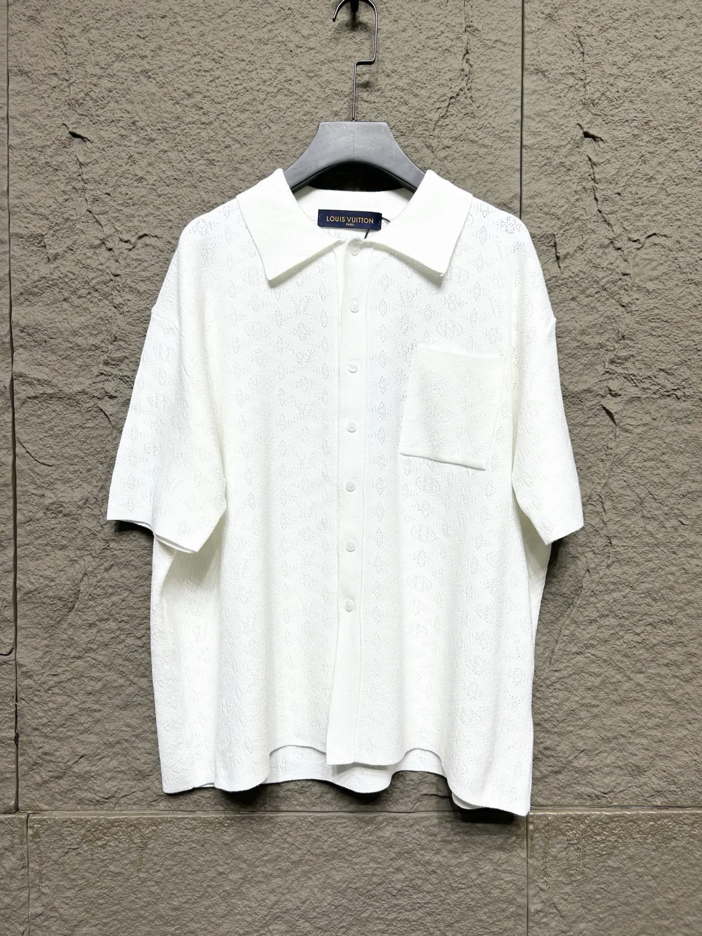 LOUIS VUITTON ホワイト中空ニットポロシャツ半袖