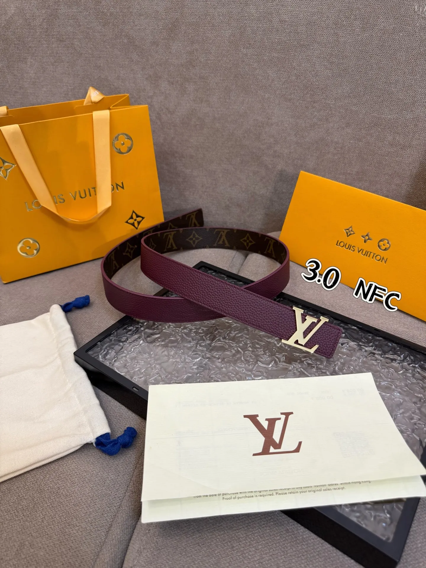 Louis Vuitton 3.0cm バーガンディ ベルト - 画像 (3)