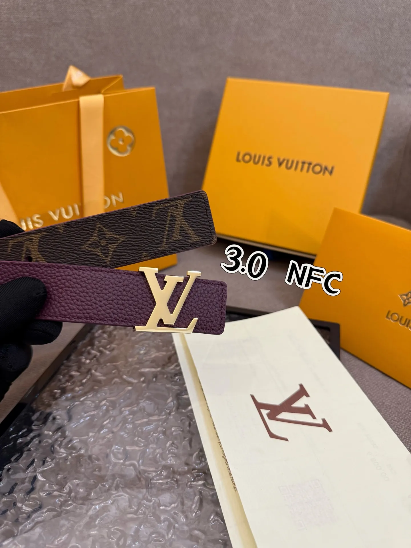 Louis Vuitton 3.0cm バーガンディ ベルト - 画像 (4)