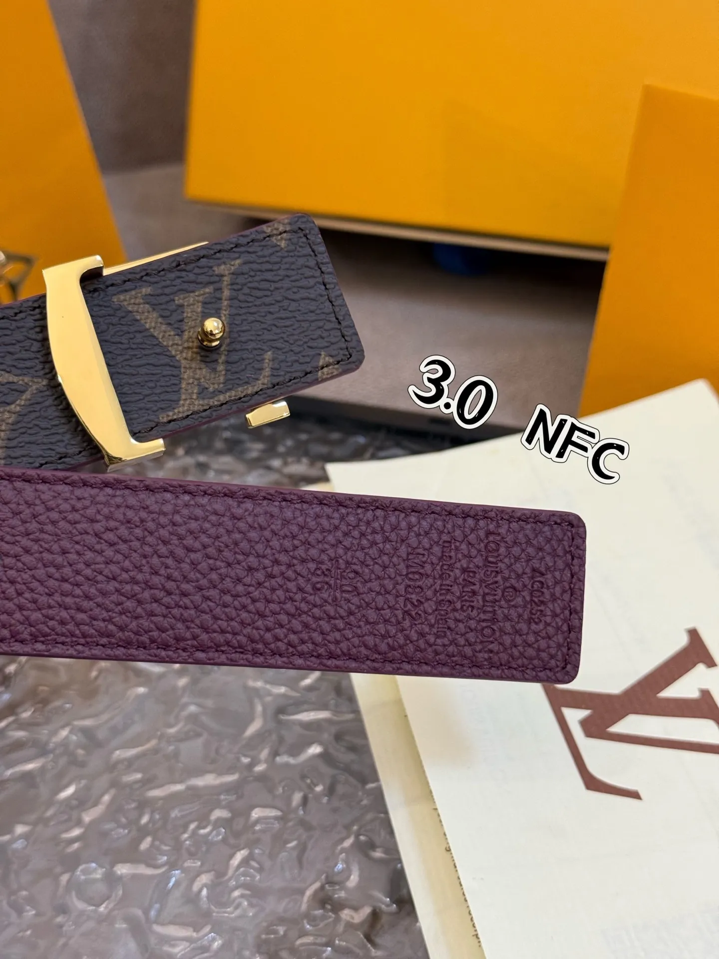 Louis Vuitton 3.0cm バーガンディ ベルト - 画像 (5)