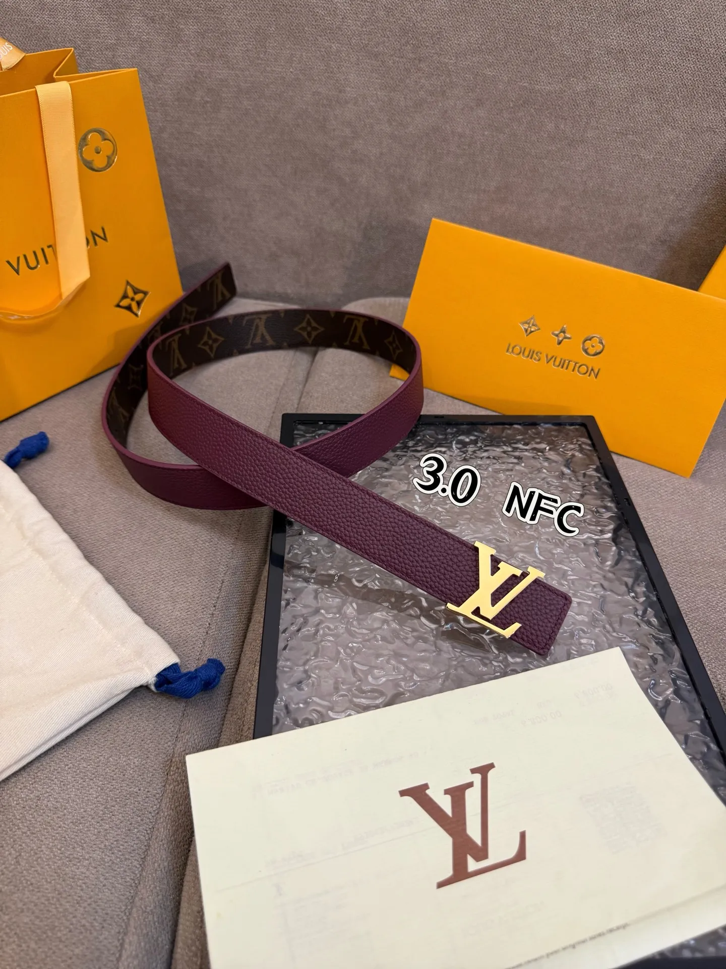 Louis Vuitton 3.0cm バーガンディ ベルト - 画像 (6)