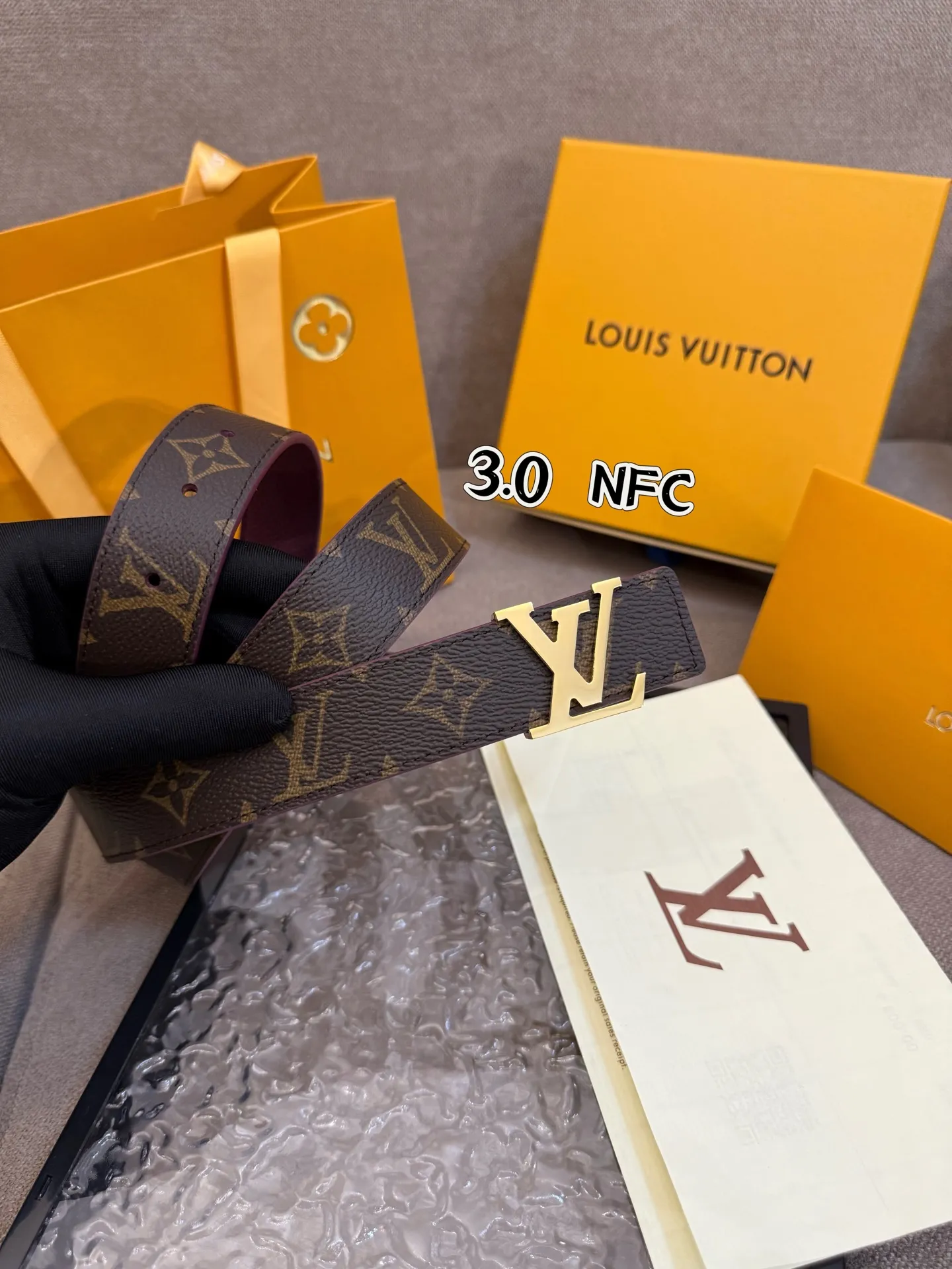 Louis Vuitton 3.0cm バーガンディ ベルト - 画像 (7)