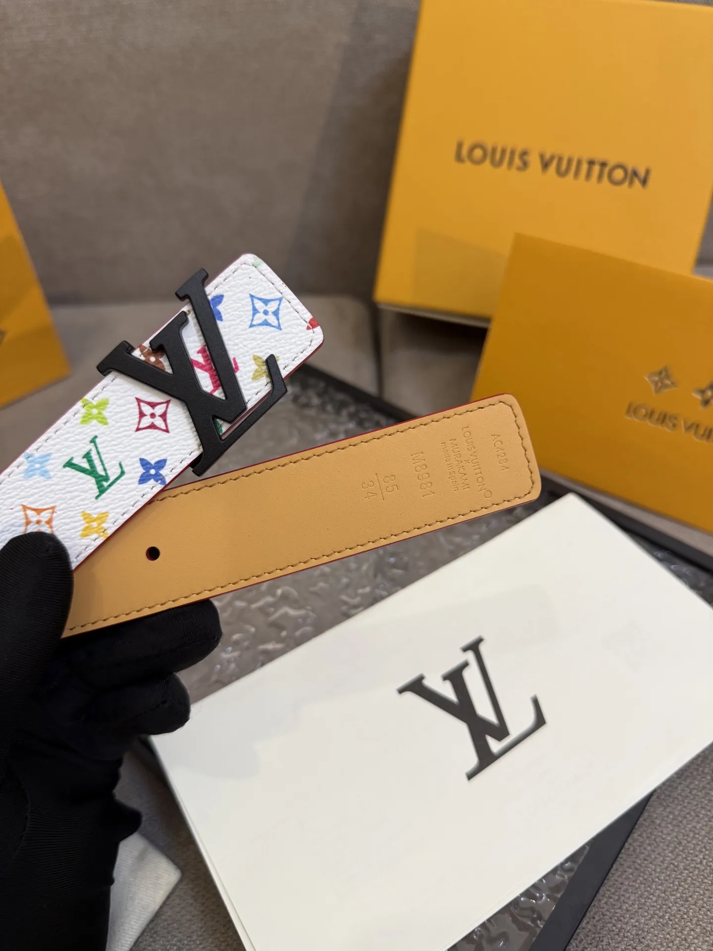 LOUIS VUITTON 村上隆三彩Monogramベルト3.0cm - 画像 (5)