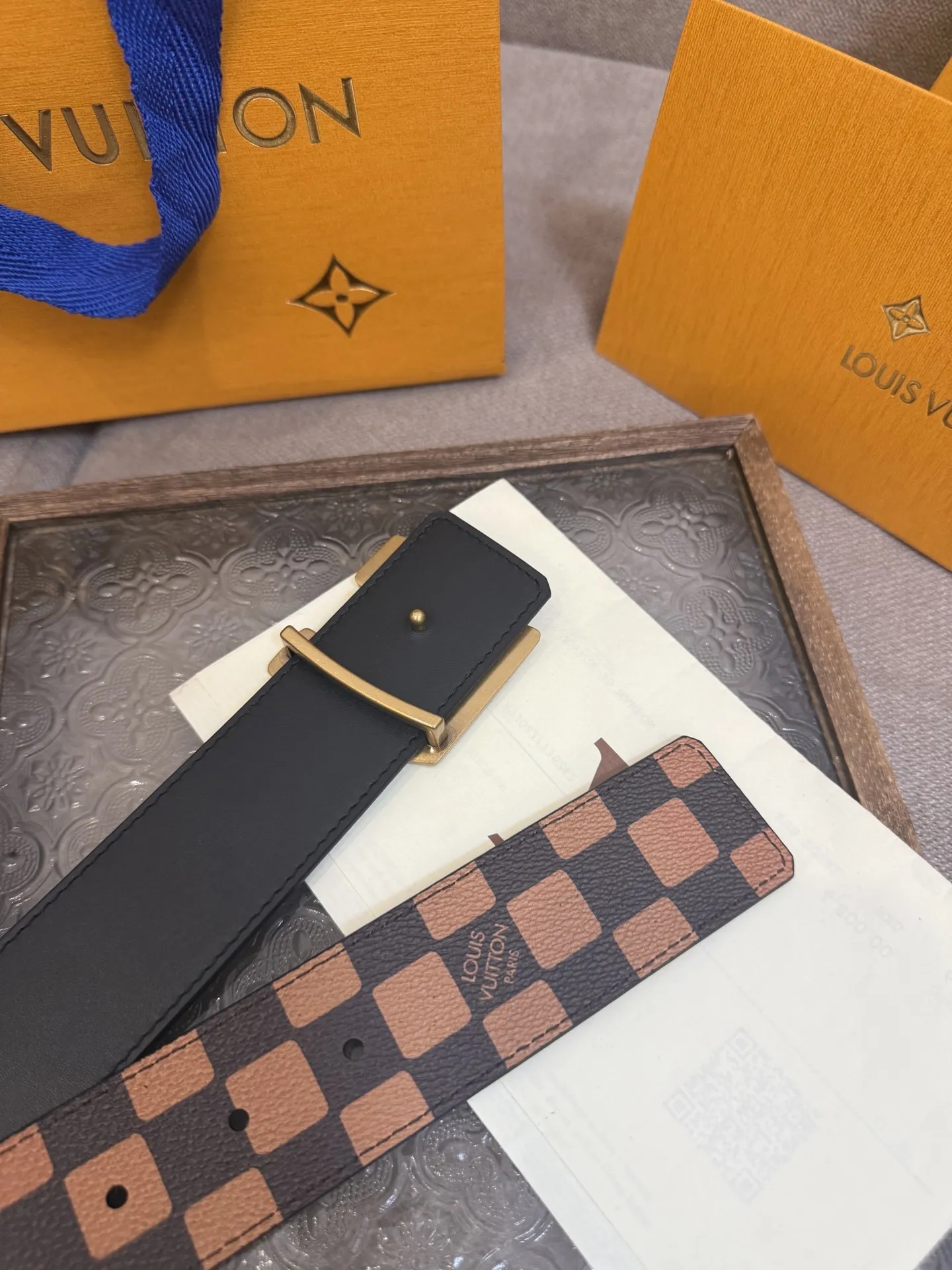 LOUIS VUITTON 新作ダークブラウンチェックベルト - 画像 (6)