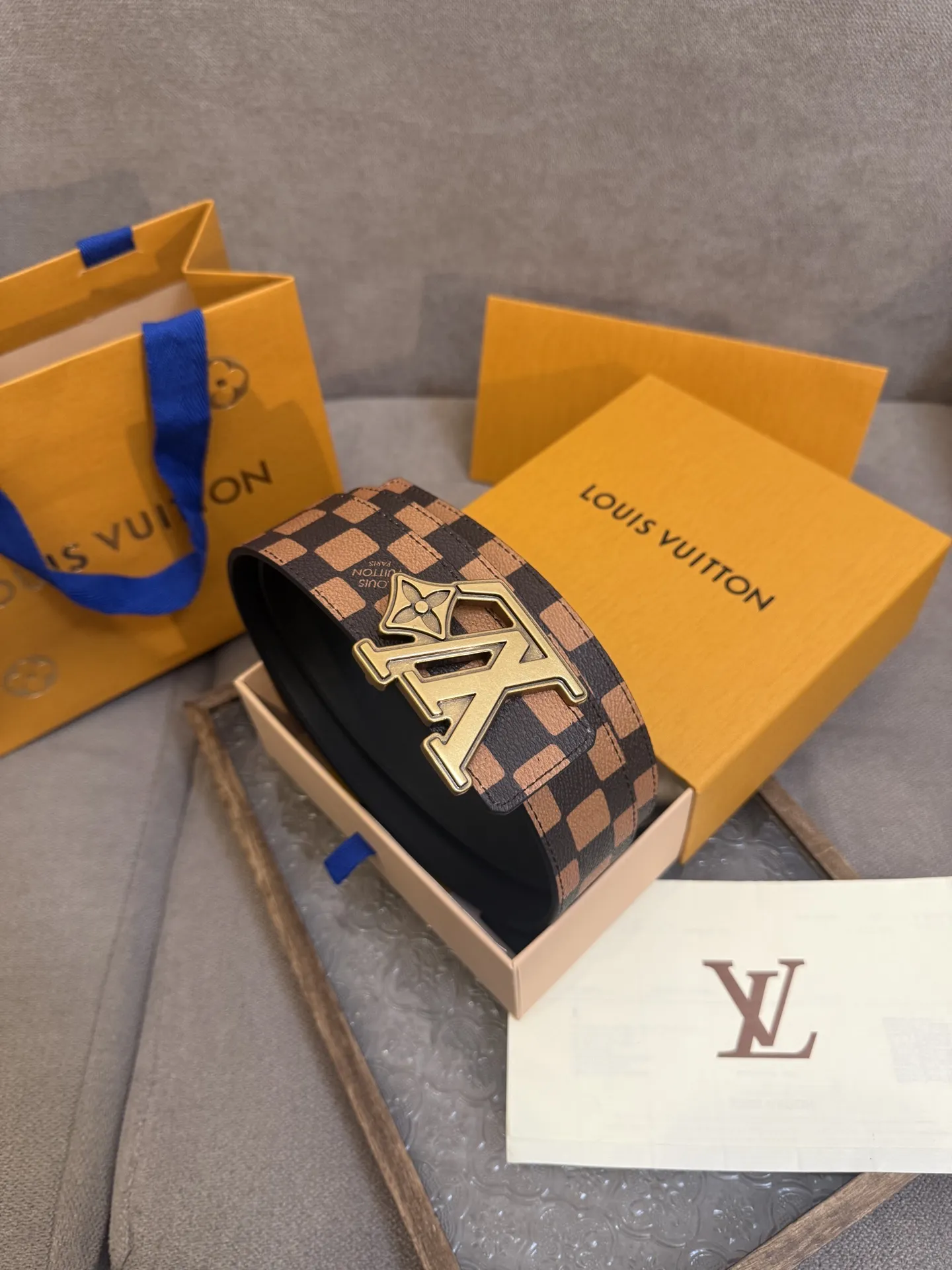 LOUIS VUITTON 新作ダークブラウンチェックベルト - 画像 (7)