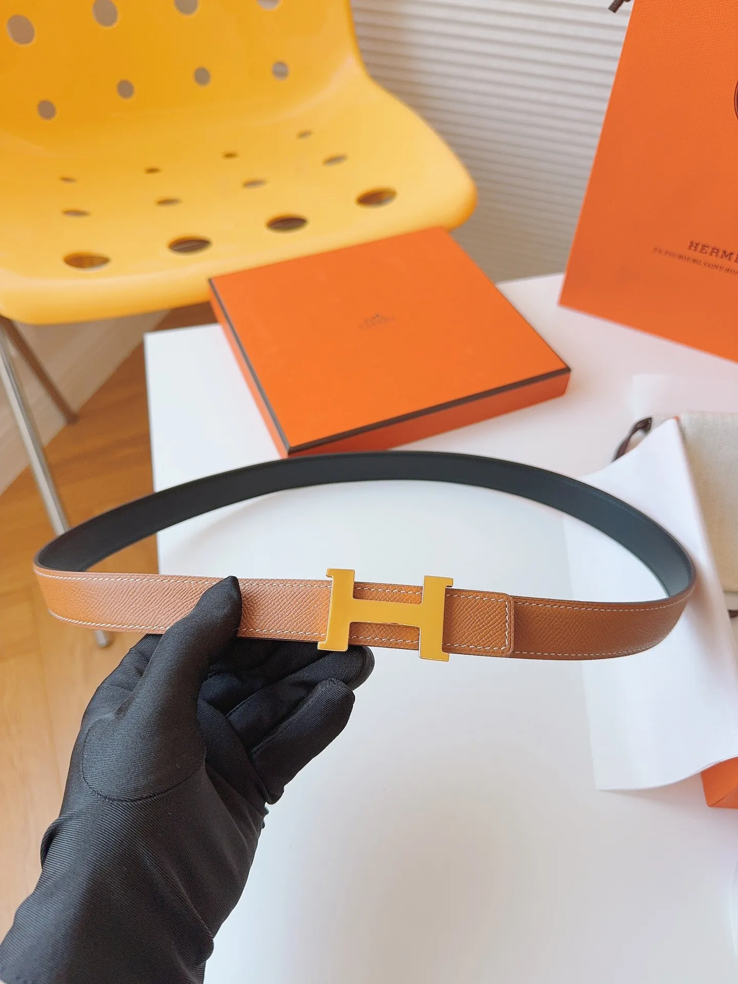 HERMES SwiftEpsomベルト24mm茶色H型 - 画像 (3)