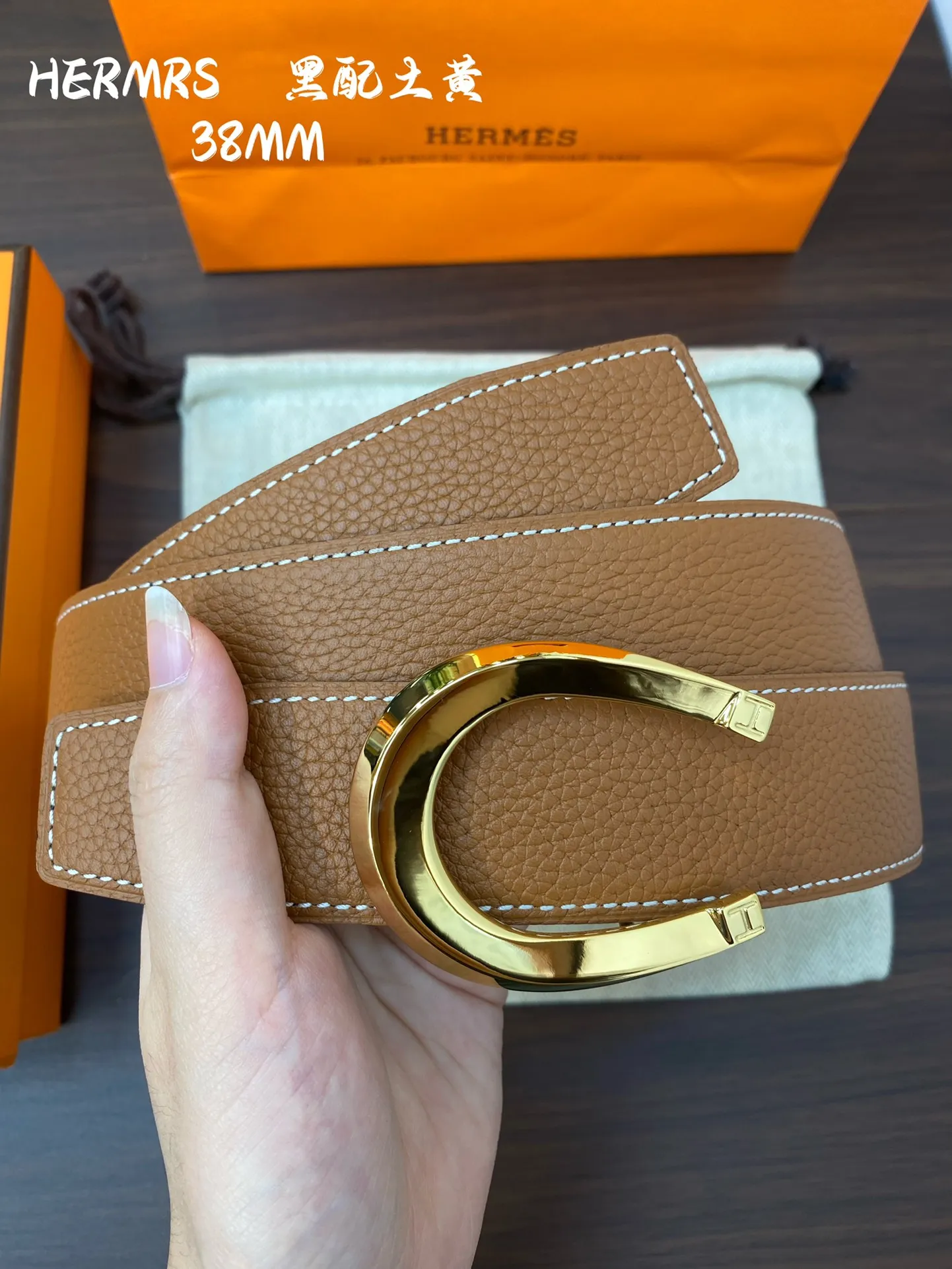 Hermès新作H BELTバックルレザーベルト38mmブルーとブラウン - 画像 (7)