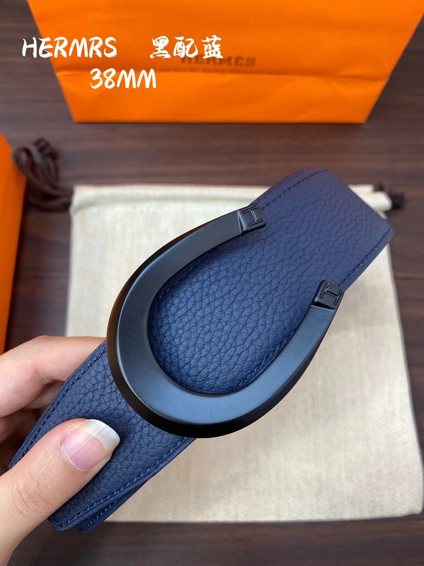 HERMES H BELT 新作 ブラックブルー 38mm - 画像 (3)