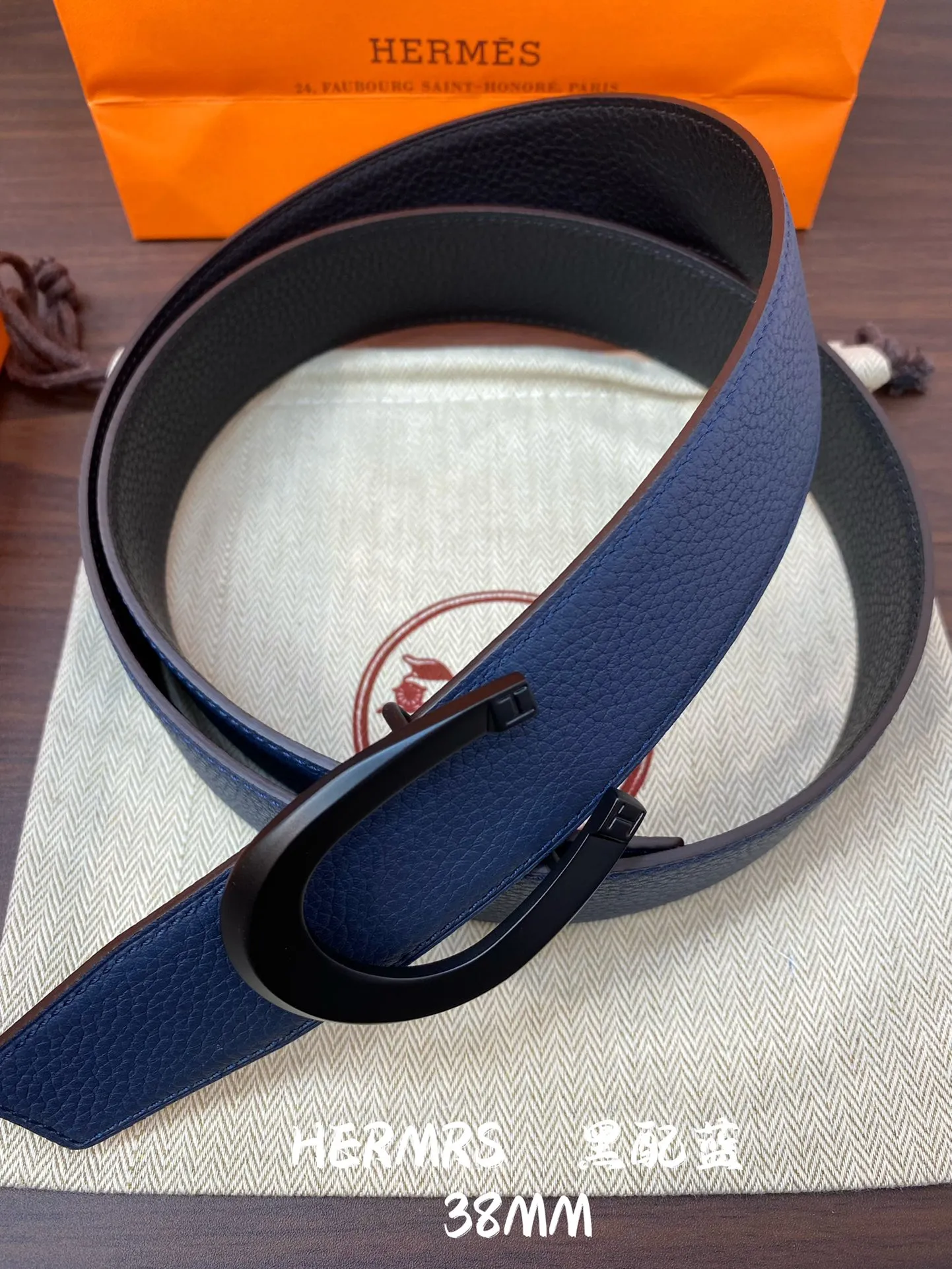 HERMES H BELT 新作 ブラックブルー 38mm - 画像 (4)