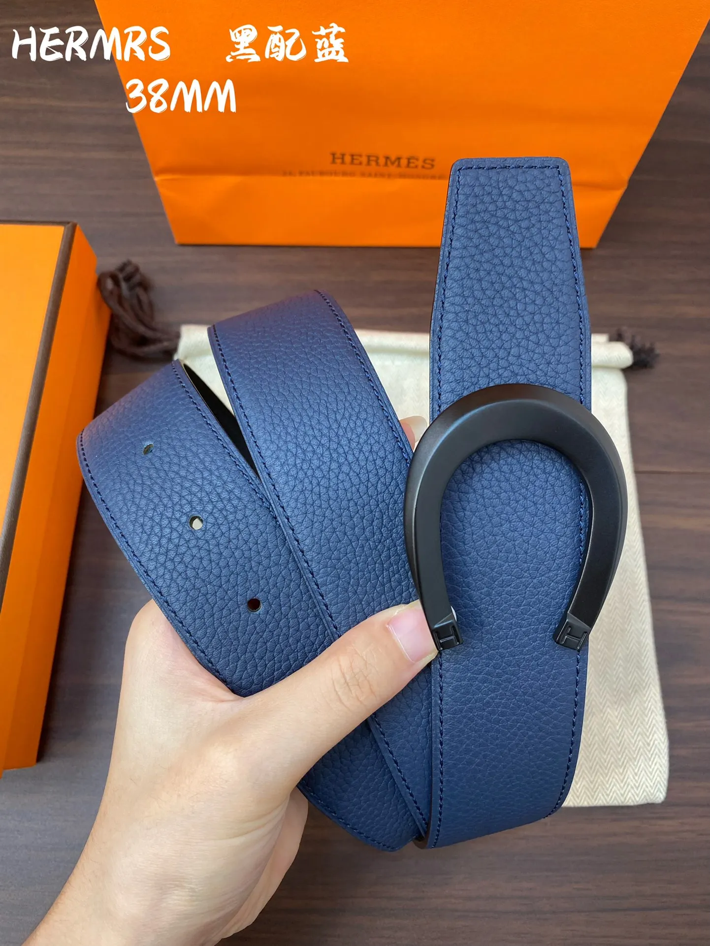 HERMES H BELT 新作 ブラックブルー 38mm - 画像 (6)