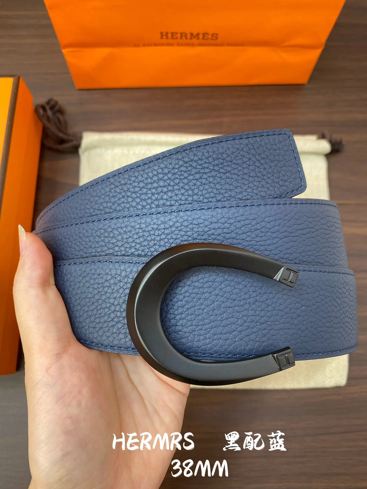 HERMES H BELT 新作 ブラックブルー 38mm - 画像 (7)