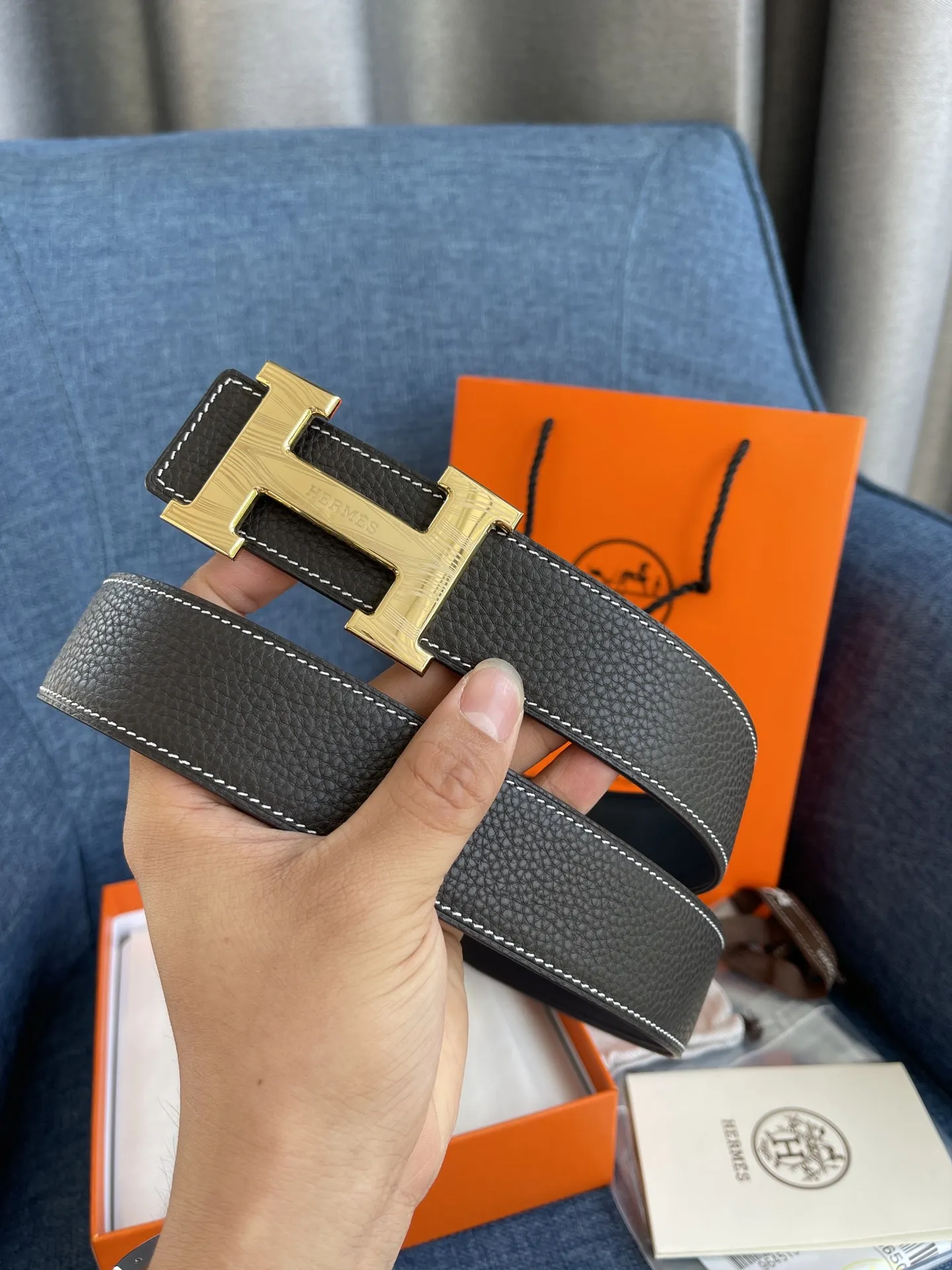 エルメス新作黒レザーベルトHバックル - 画像 (3)