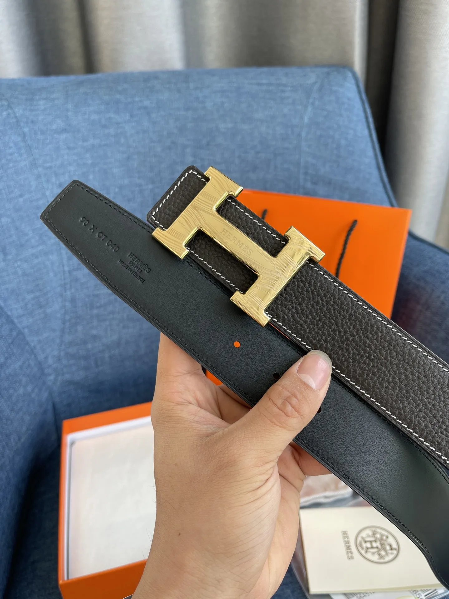 エルメス新作黒レザーベルトHバックル - 画像 (4)