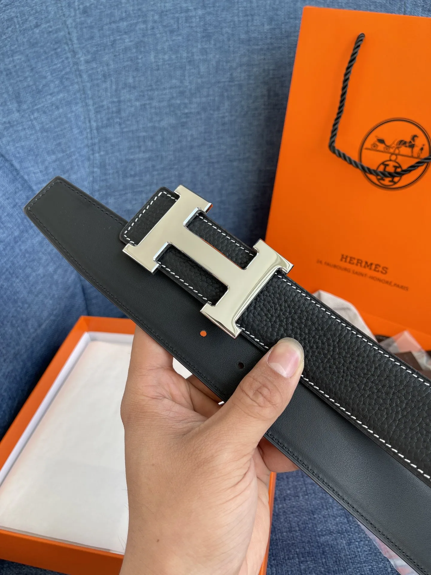 エルメス新作黒レザーベルトHバックル - 画像 (4)