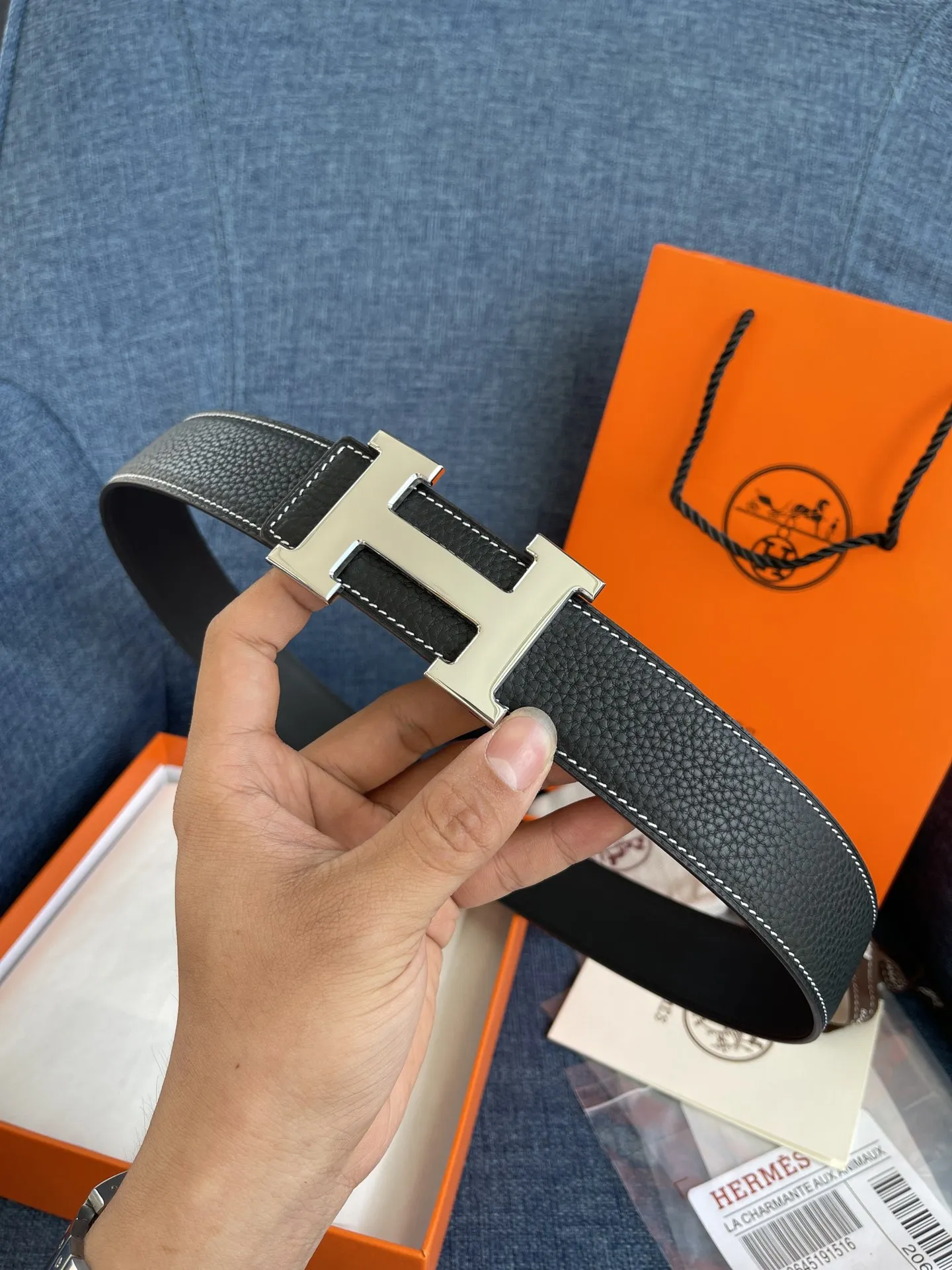エルメス新作黒レザーベルトHバックル - 画像 (5)