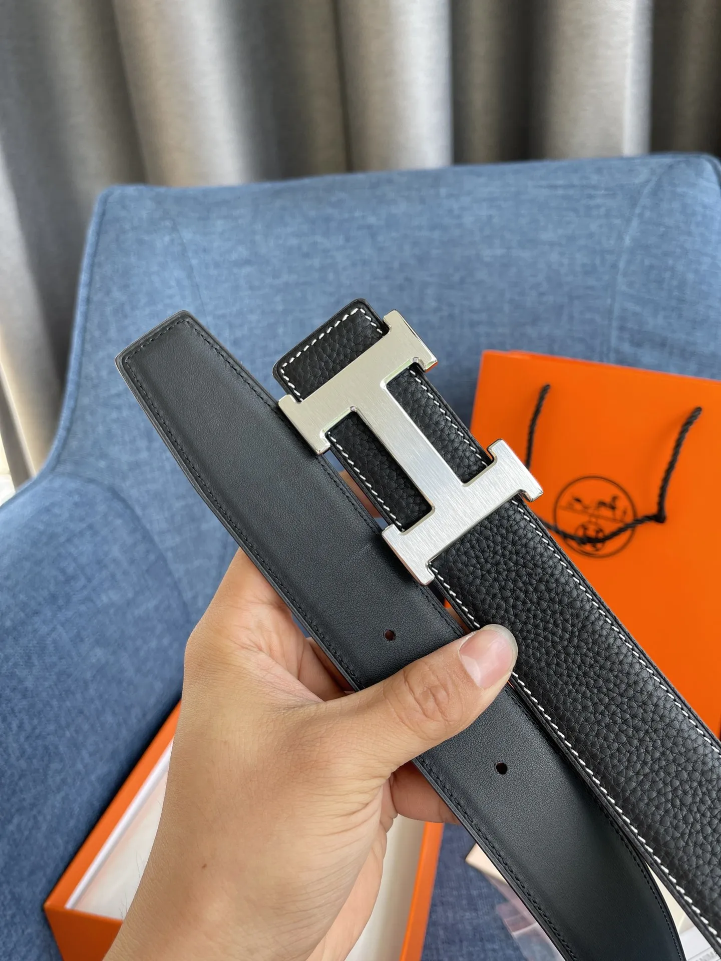 エルメス新作黒レザーベルトHバックル - 画像 (4)