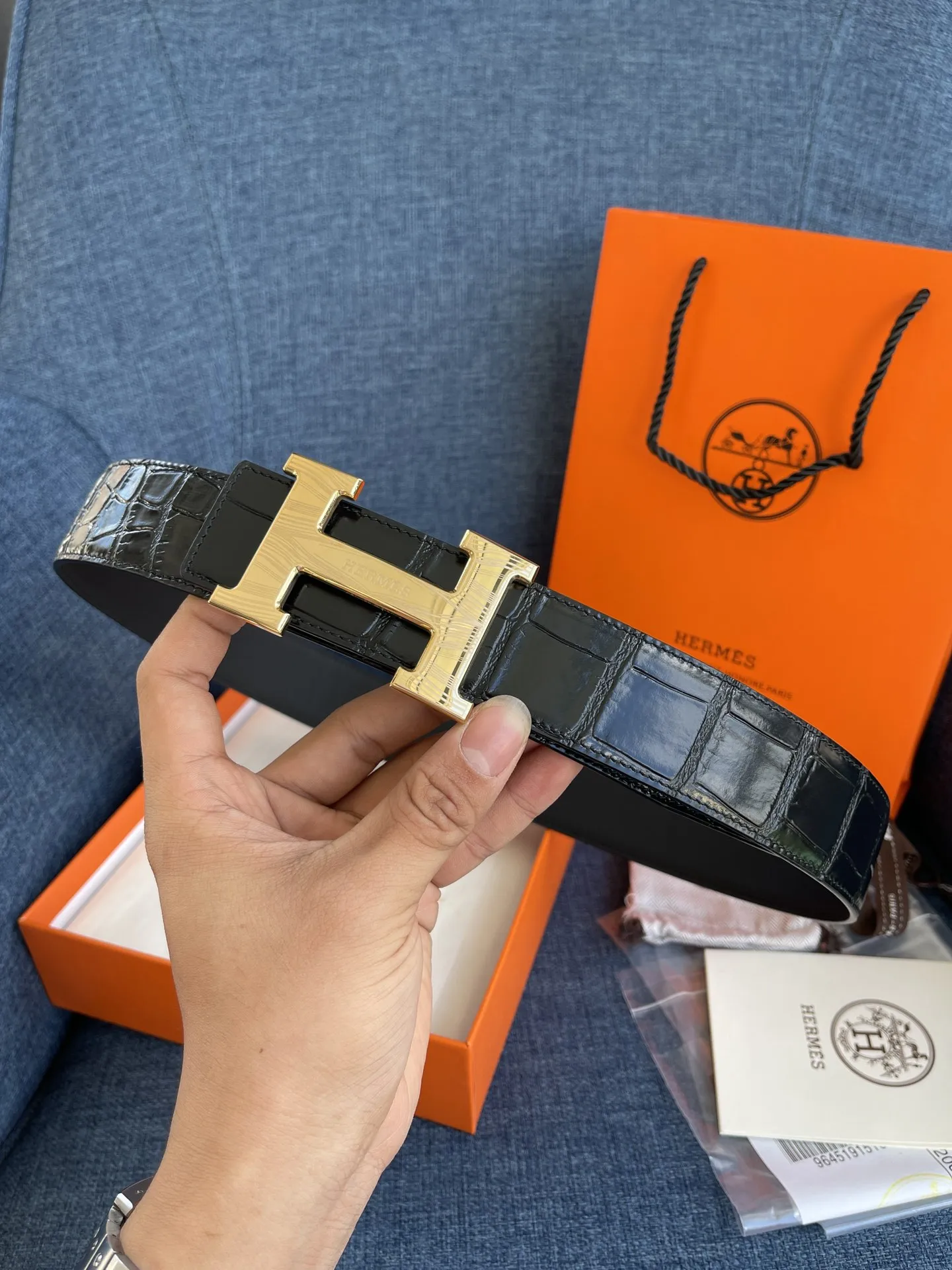 エルメス新作黒クロコダイルベルト38mm - 画像 (5)