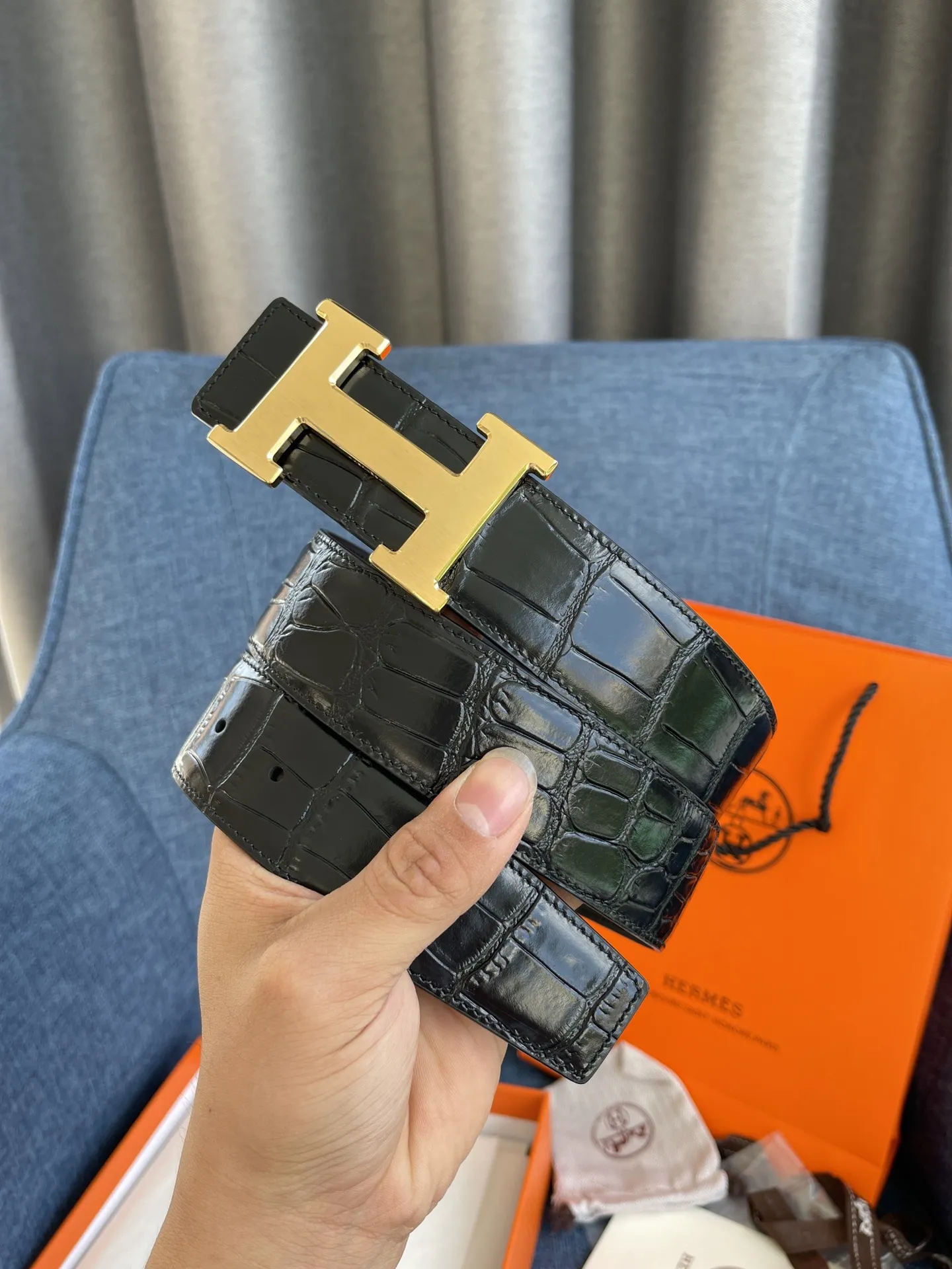 Hermès新作黒クロコダイルベルト