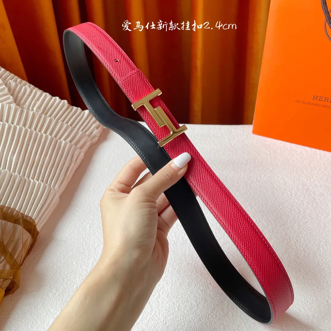 エルメス レッド ベルト HERMES Tバックル - 画像 (7)