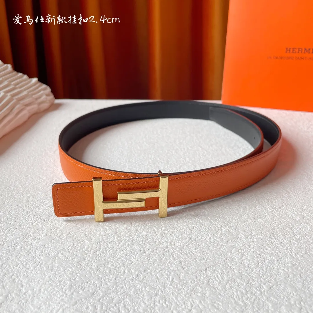 エルメス オレンジ ダブルフェイスベルト - 画像 (3)
