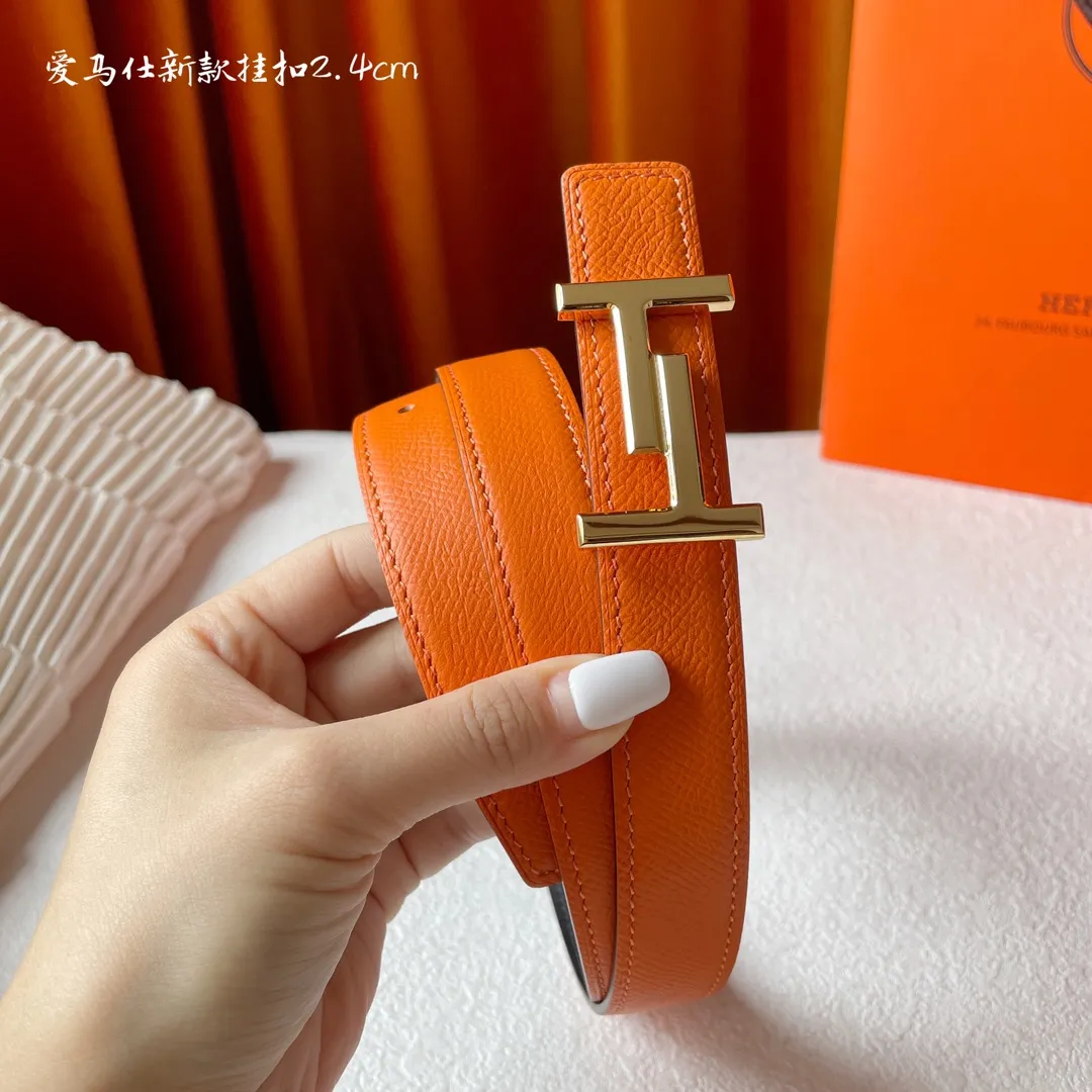 エルメス オレンジ ダブルフェイスベルト - 画像 (4)