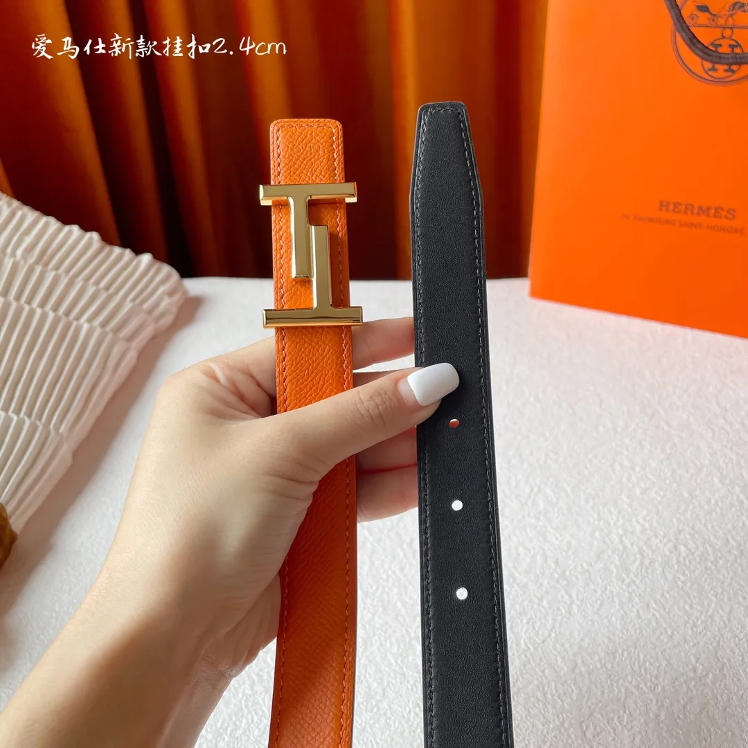 エルメス オレンジ ダブルフェイスベルト - 画像 (5)