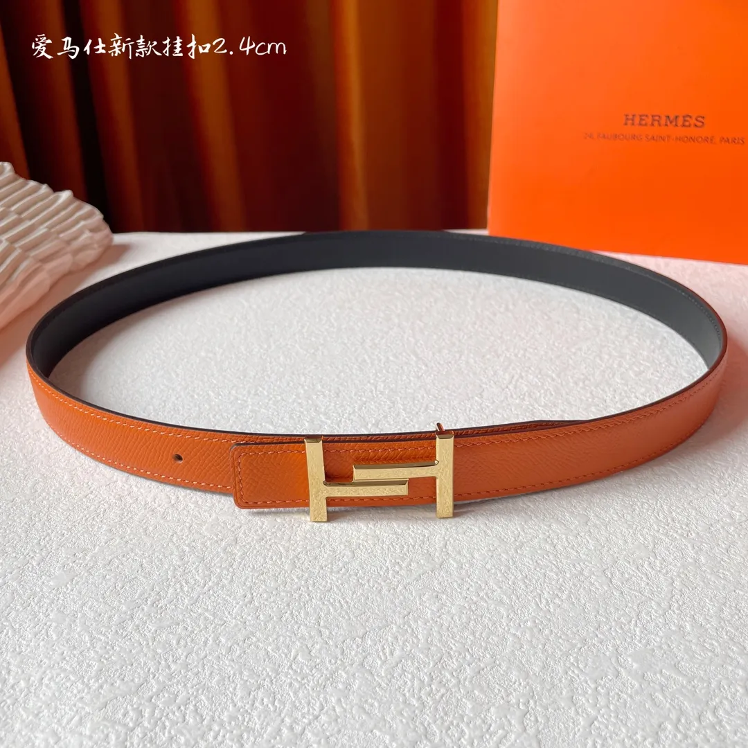 エルメス オレンジ ダブルフェイスベルト - 画像 (6)