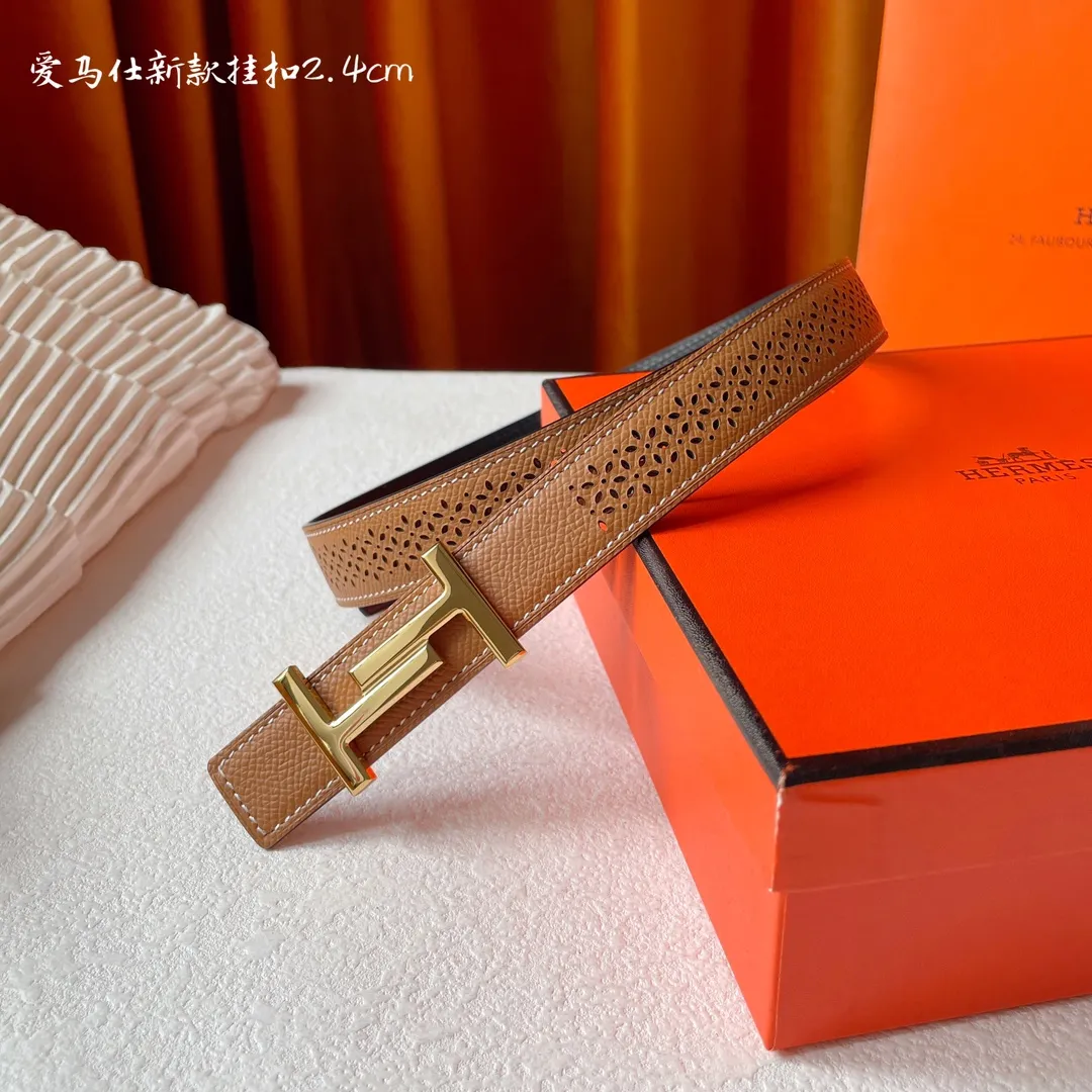 エルメス 茶色 レザーベルト HERMES
