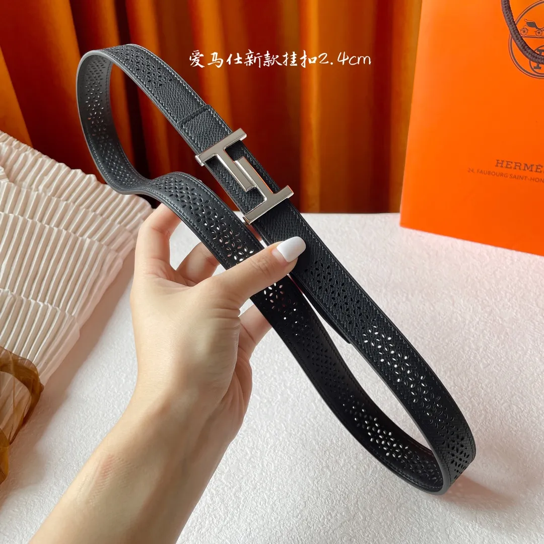 エルメスHERMES黒レザーベルトH型バックル - 画像 (7)