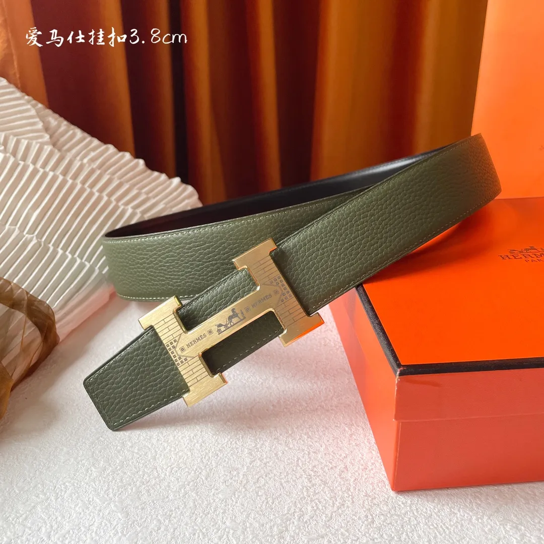 エルメス新作グリーンベルトH金具