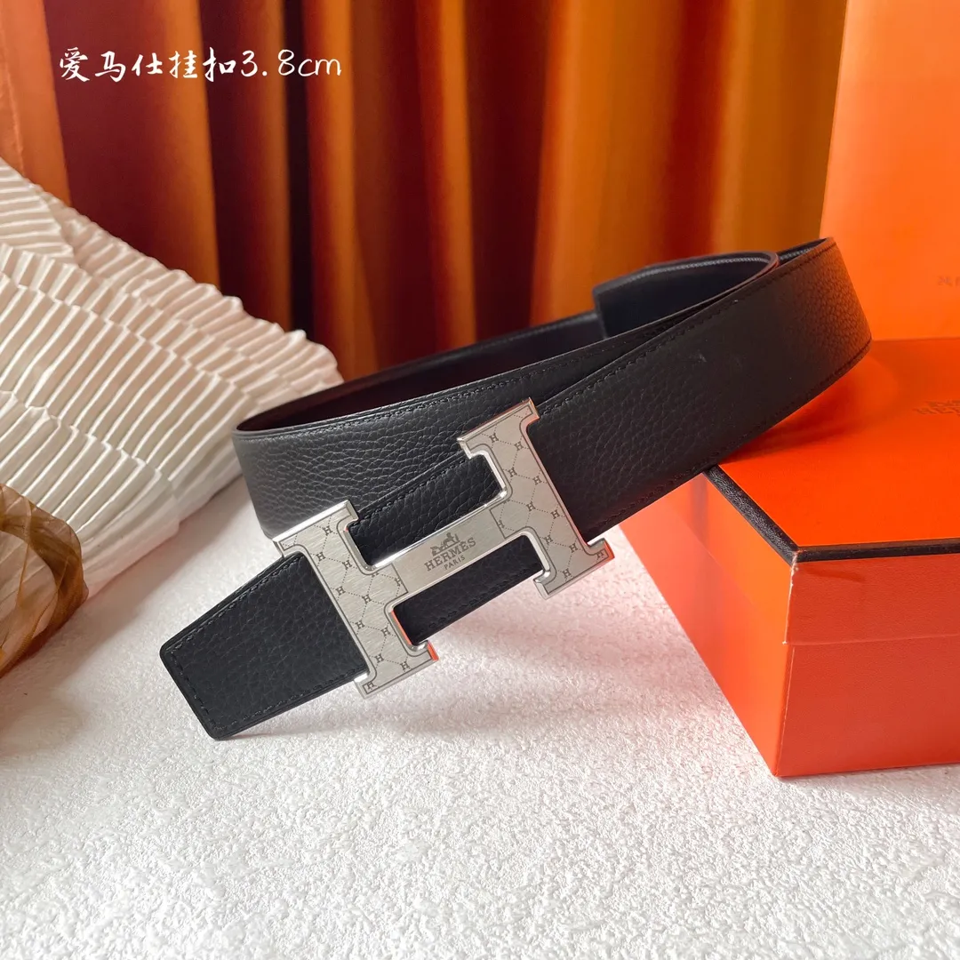 エルメス新作黒レザーベルトHバックル