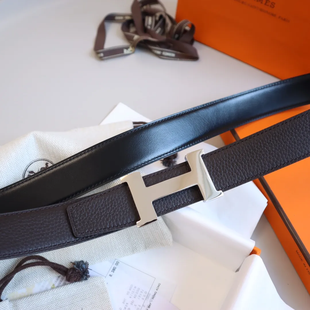 HERMÈS ブラック レザーベルト 3.2cm - 画像 (7)