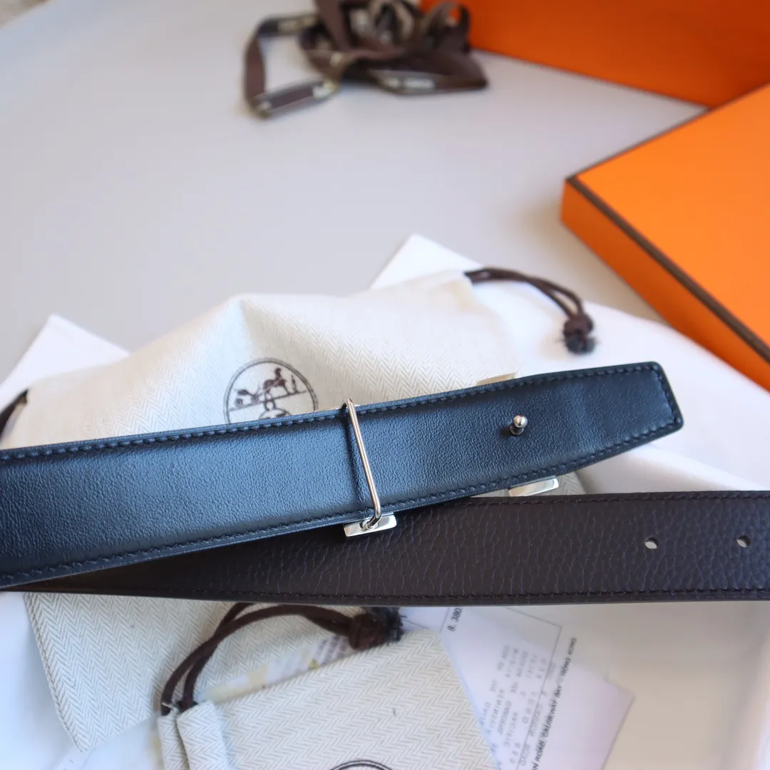 HERMÈS ブラック レザーベルト 3.2cm - 画像 (9)