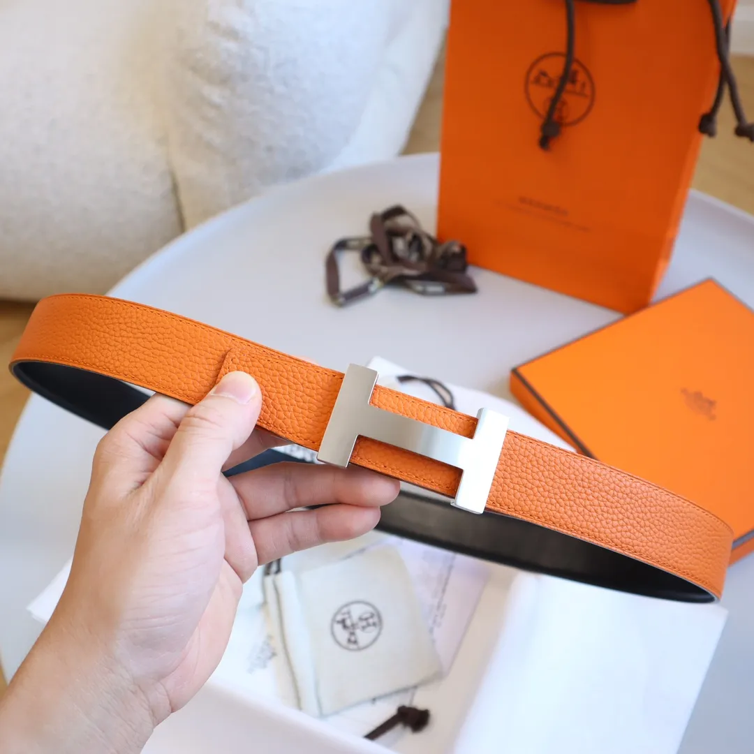 HERMÈS オレンジレザーベルト H金具 - 画像 (6)