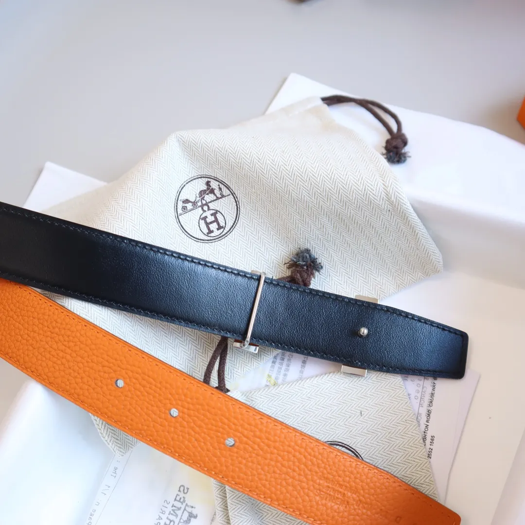 HERMÈS オレンジレザーベルト H金具 - 画像 (8)
