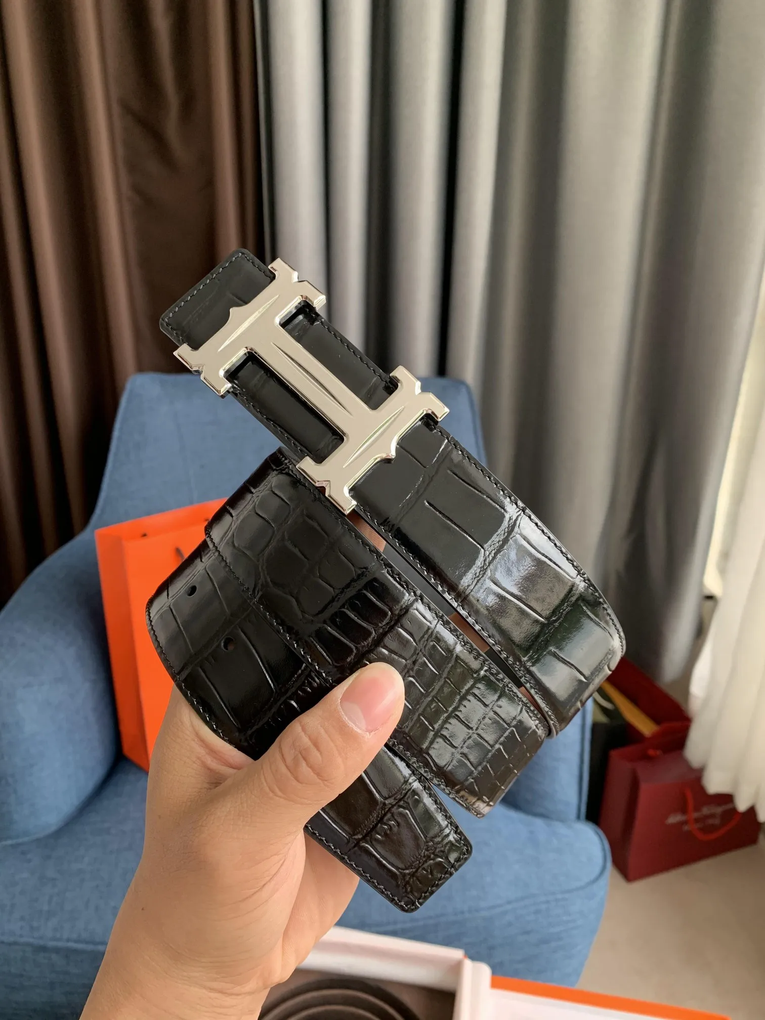 エルメス新作黒クロコダイルベルト38mm