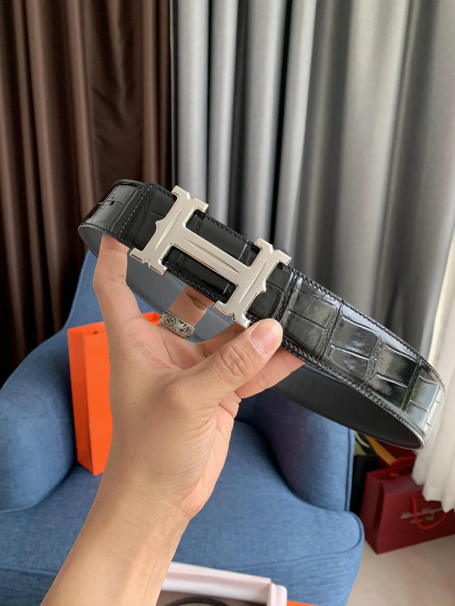 エルメス新作黒クロコダイルベルト38mm - 画像 (6)
