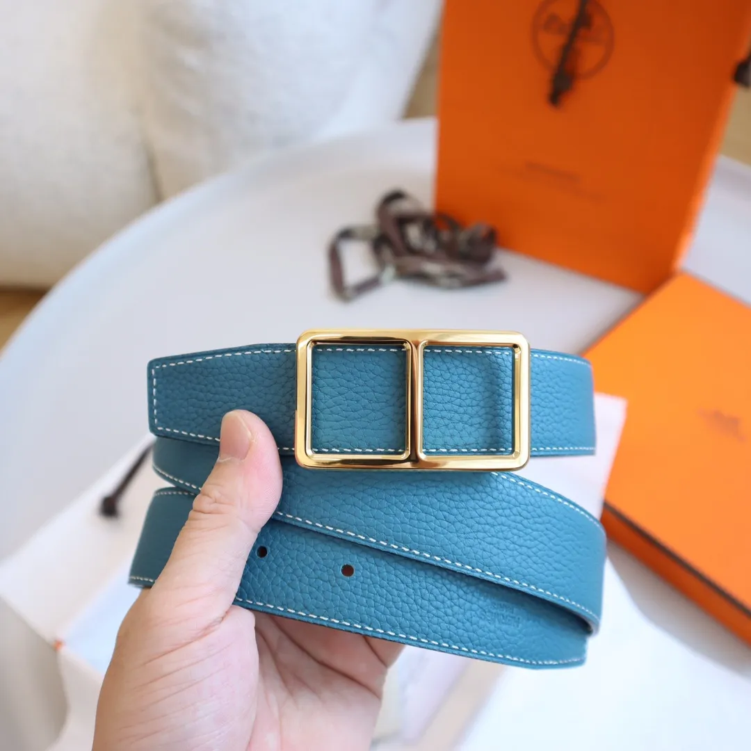 Hermès 新作レザーベルト ブラック&ブルー 3.2cm - 画像 (7)