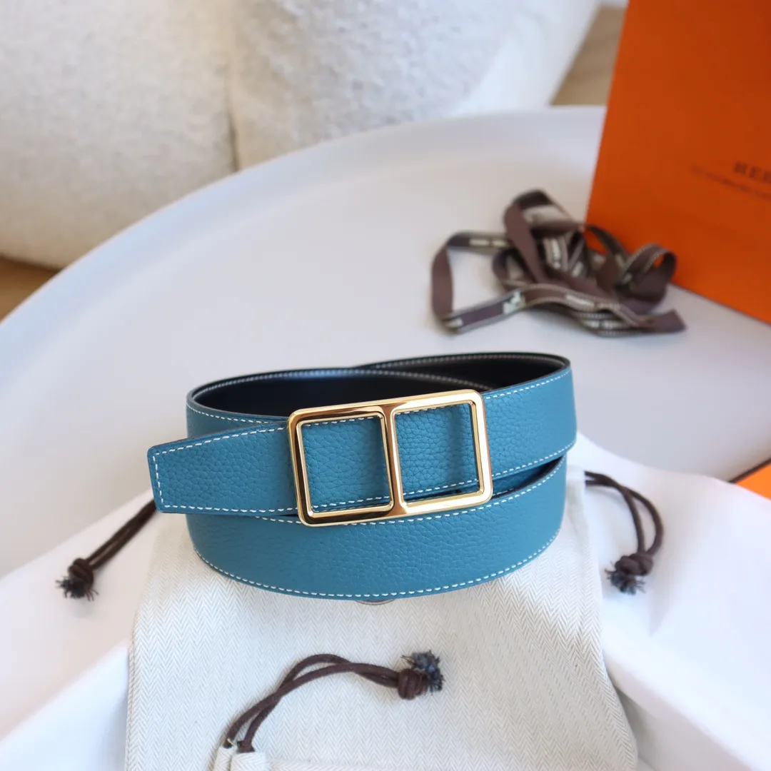 Hermès 新作レザーベルト ブラック&ブルー 3.2cm - 画像 (9)