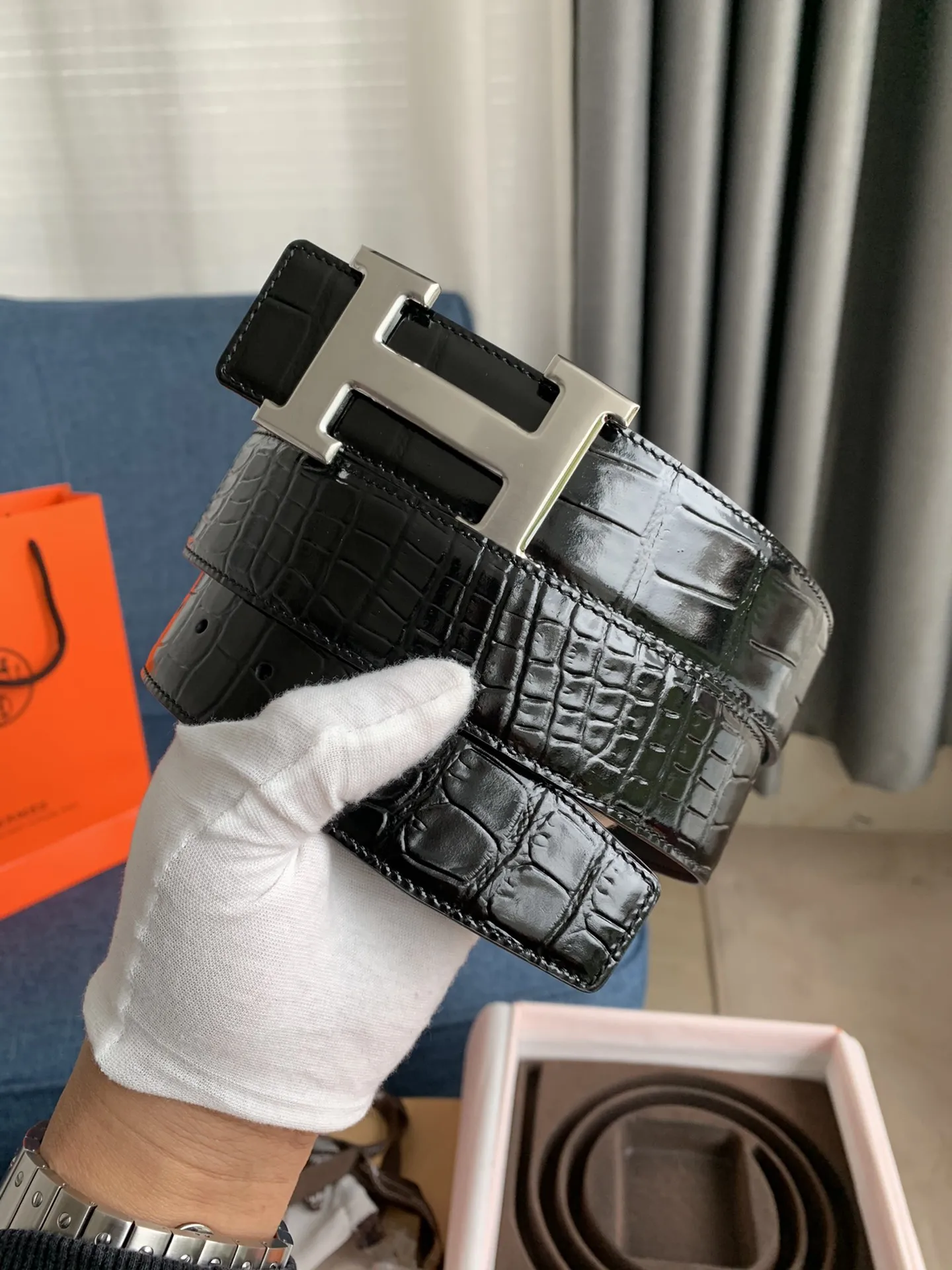 エルメス新作黒クロコダイルベルト