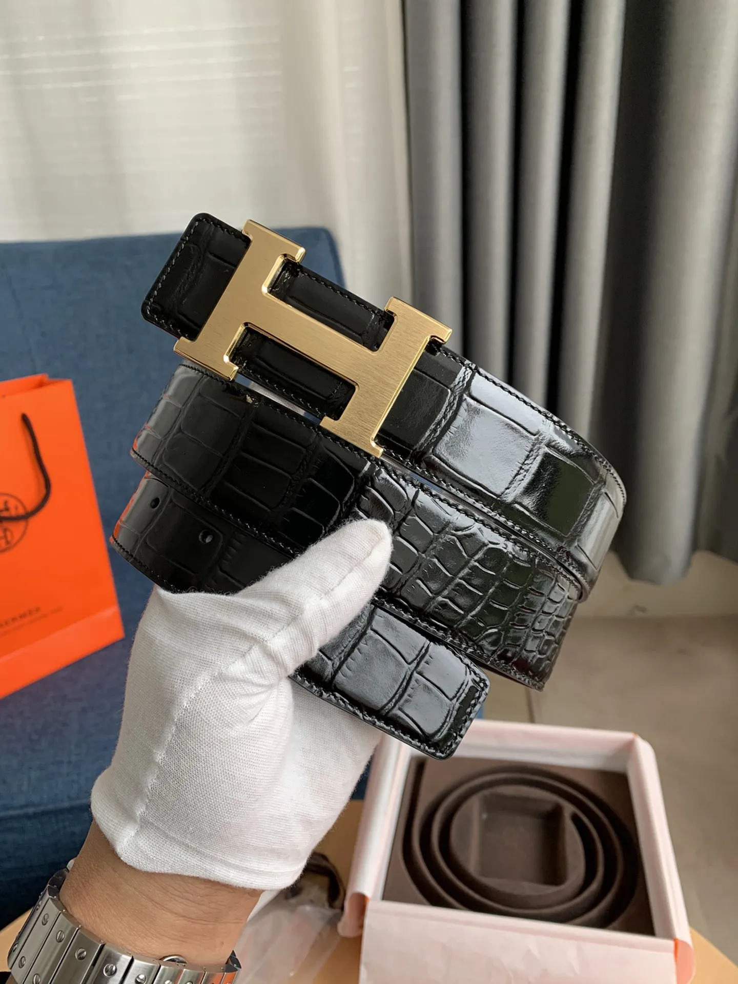 Hermès新作黒クロコダイルベルト