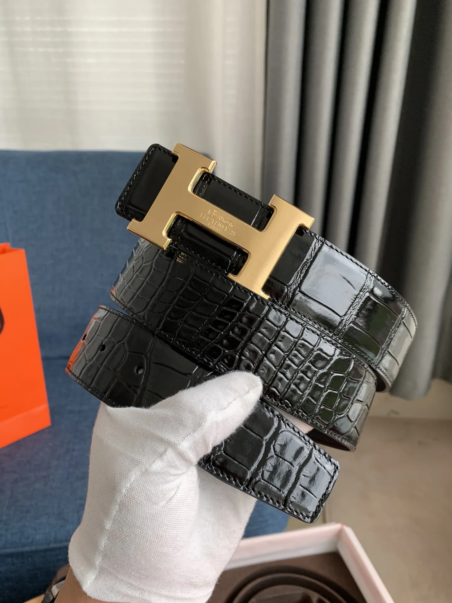 Hermès新作黒クロコダイルベルト38mm