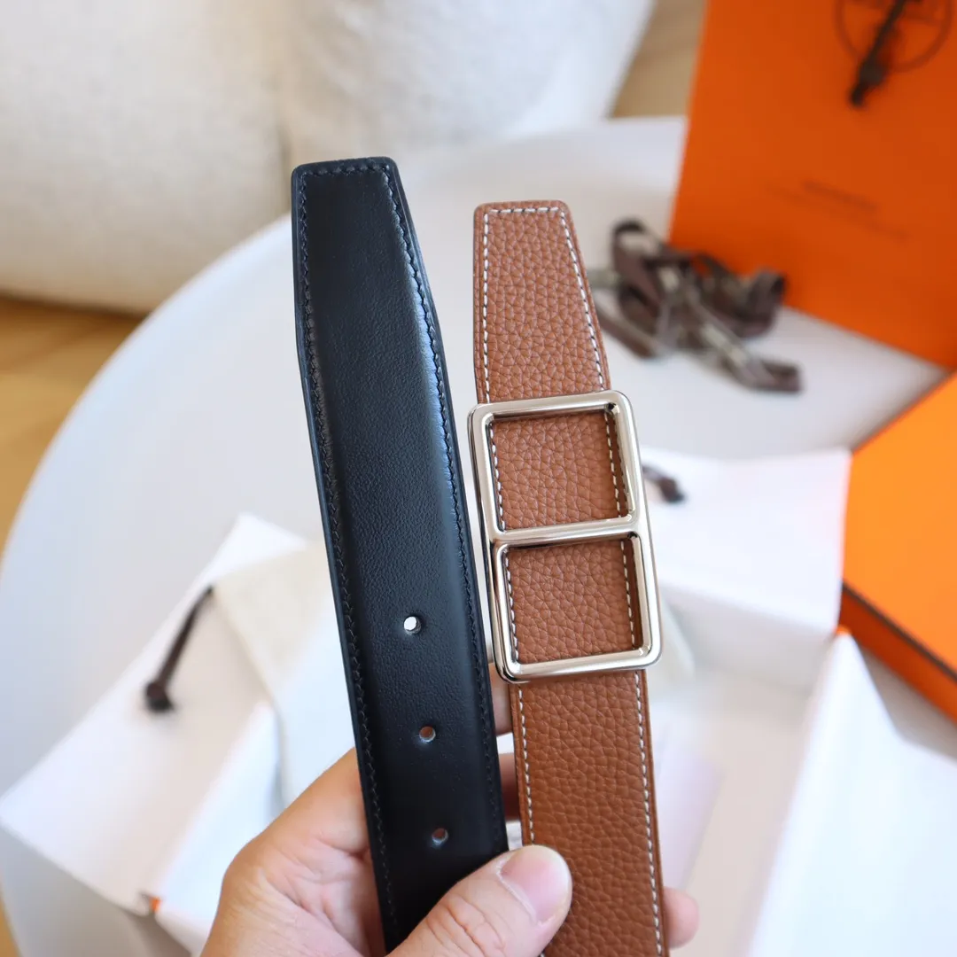 HERMÈS 茶色レザーベルト 3.2cm幅 - 画像 (4)